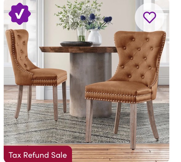 Seita Tufted Leather Upholstered Wing Back Parsons Chair