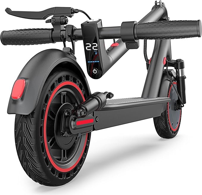 maxshot electric scooter, 8.5" /10" /14" tire, 16/19/22 mph top speed, 12/16/21/27/28/49/50 miles long range, folding escooter for adults and kids with seat bag, dual braking, dual suspension, app