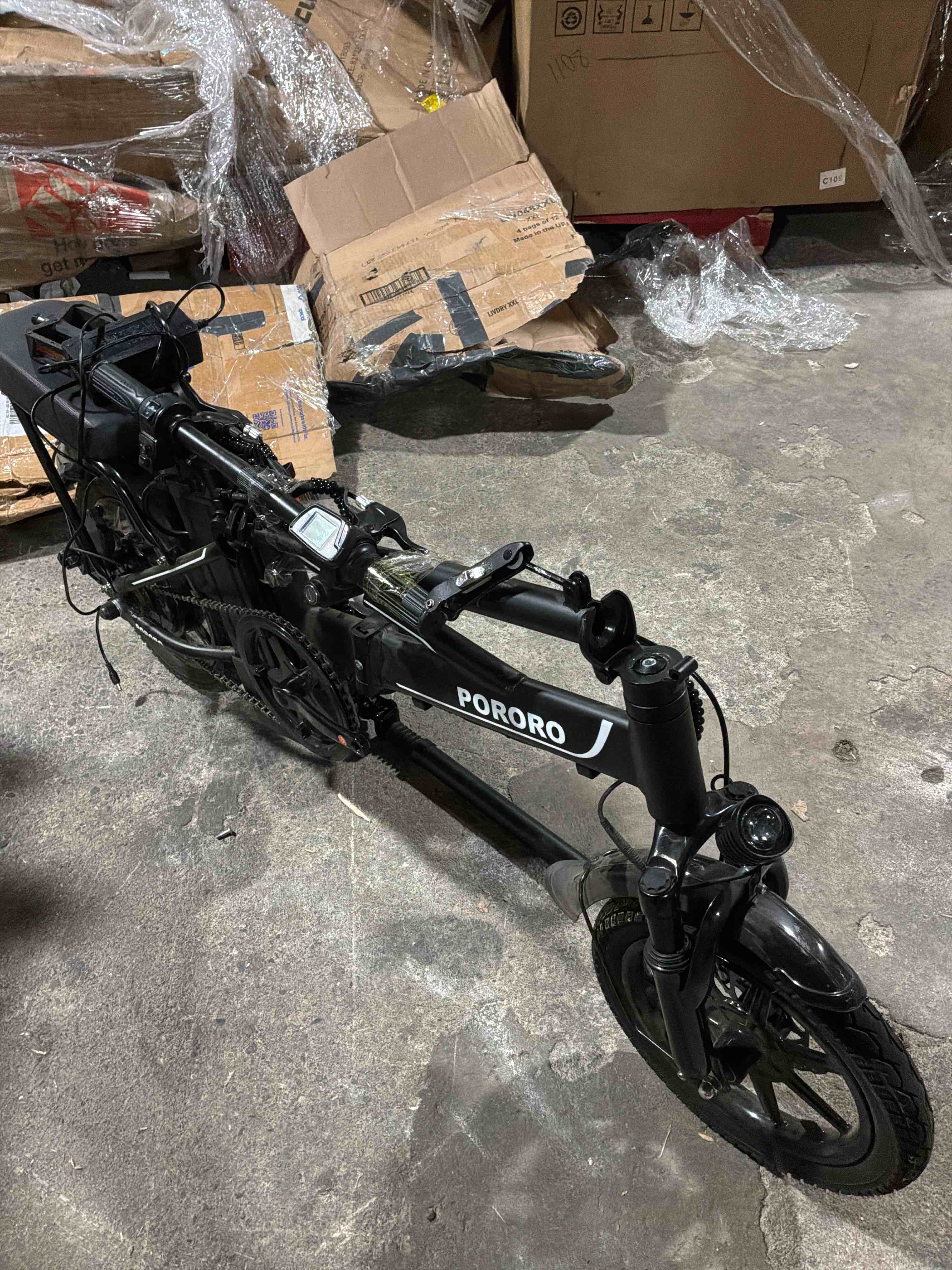 Condition photo showing As Is for PORORO DC60P Folding Electric Bike, 14" E-Bikes for Adults, 500W Electric Commuter Bicycle 48V 15.6 Ah Removable Battery, Max Speed 20Mph, Black
