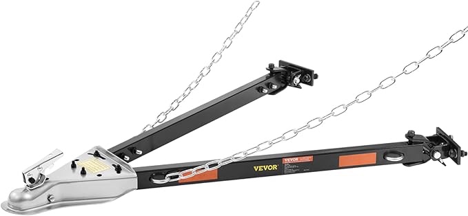 Condition photo showing Good Condition for VEVOR Tow Bar, 5500 lbs Towing Capacity with Chains, Powder-Coating Alloy Steel Bumper-Mounted Universal Towing Bar, Coupler Fits 2-Inch Ball Hitch, 39.4-Inch Opening Width, for RV Car Trailer Truck