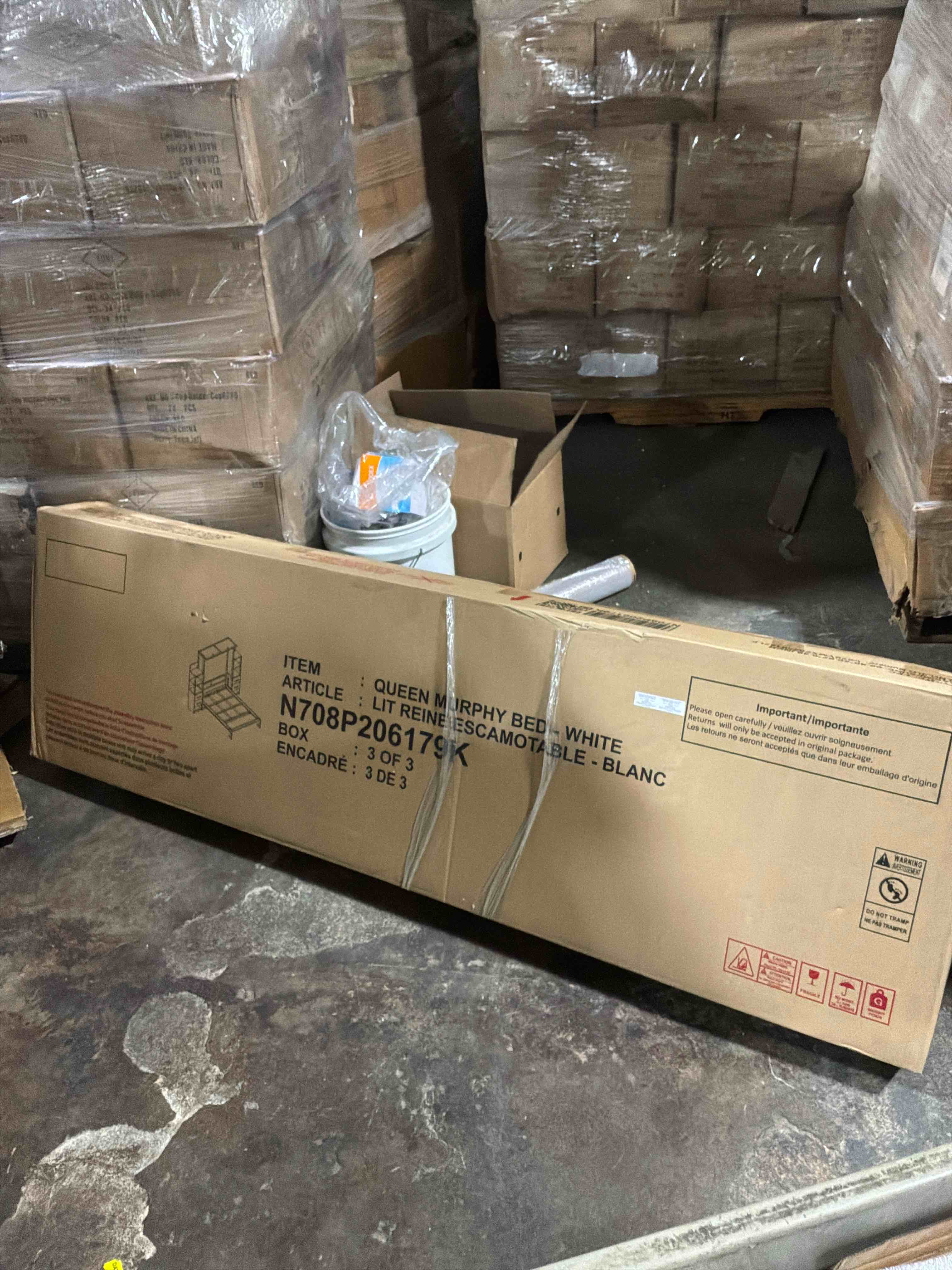 Condition photo showing New/Like New for Queen Size Murphy Bed Wall Bed with Shelves and LED Lights,Wood Wall Bed can be Folded into a Cabinet,Modern Foldable Frame for Multipurpose Guest Room or Home Office (White@095)