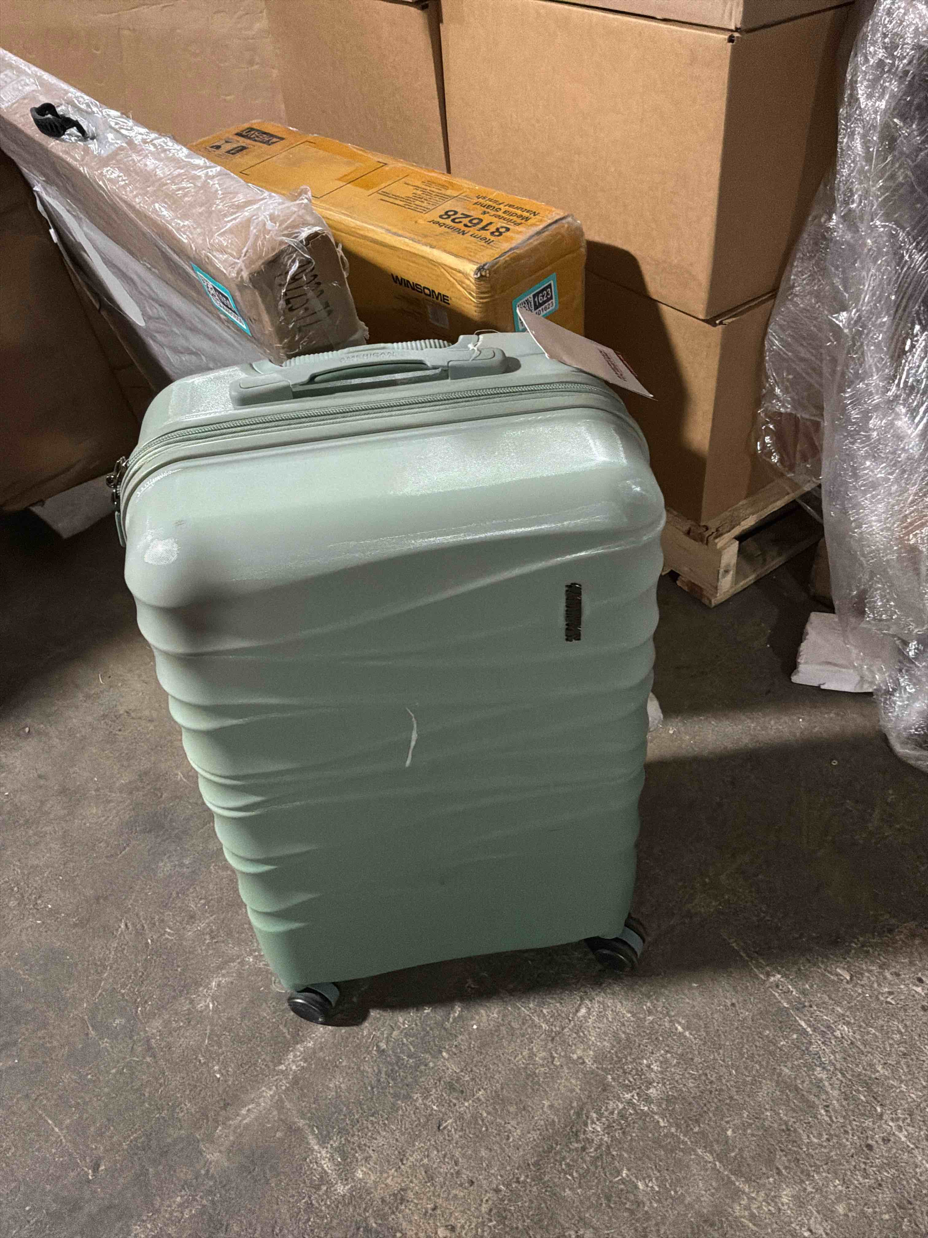 Condition photo showing New/Like New for American Tourister - Cascade Hs 24" Expandable Spinner Suitcase - Sage Green