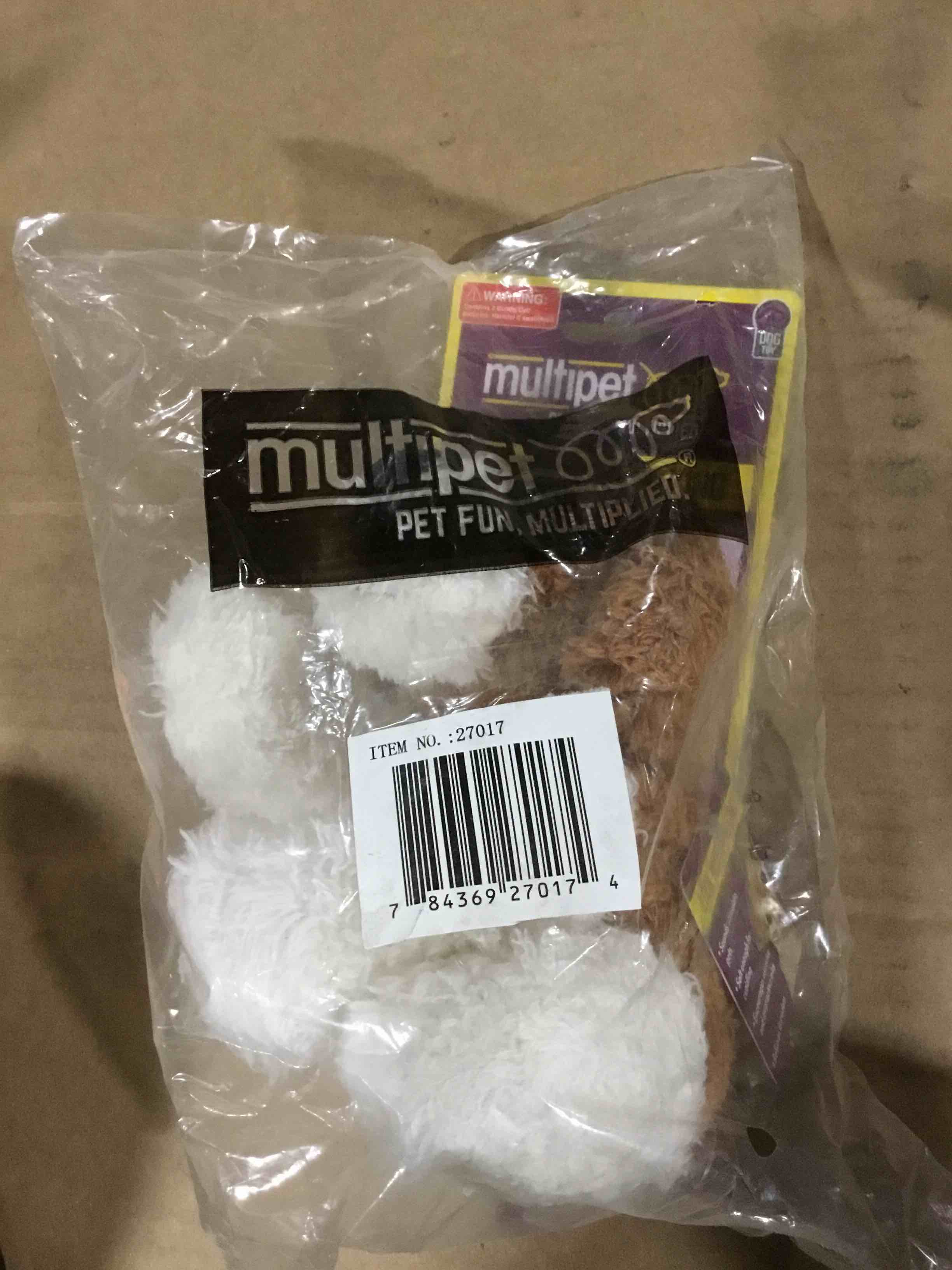 Condition photo showing New/Like New for Multipet Look Who s Talking Plush Dog Dog Toy