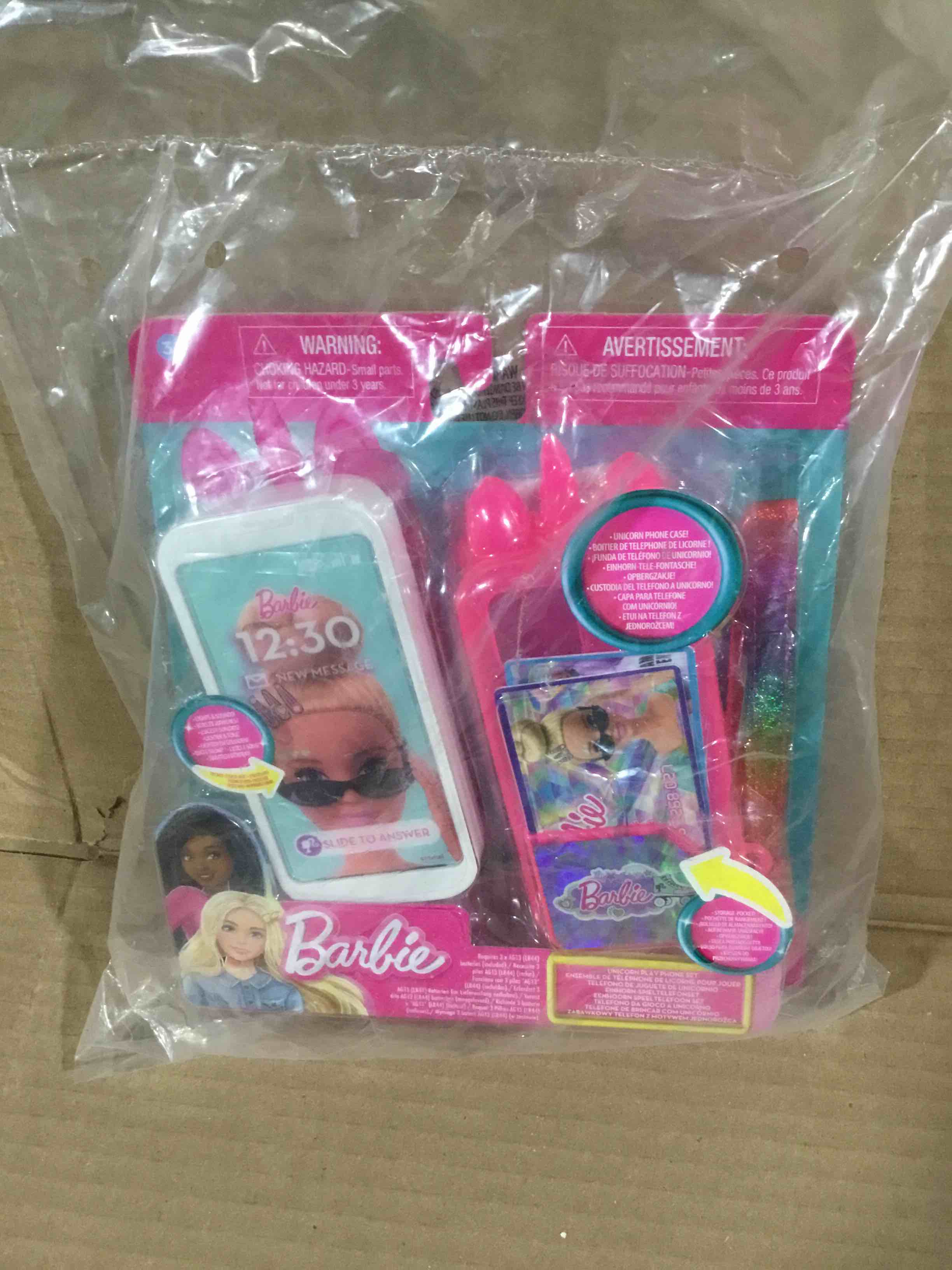 Condition photo showing New/Like New for Barbie Unicorn Play Phone Set with Lights and Sounds, Unicorn Phone Case and Wristlet, Toy Cell Phone for Kids, Kids Toys for Ages 3 Up by Just Play
