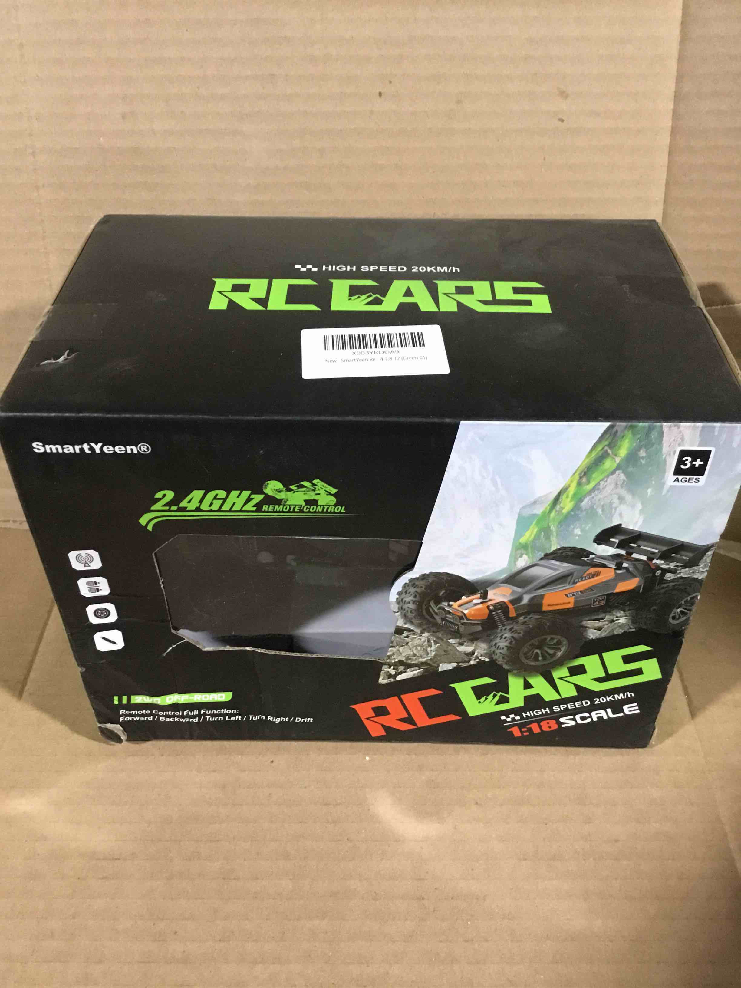 Condition photo showing New/Like New for Remote Control Car, RC Cars for boys age 8-12, Toys Cars for boys age 4-7, 1:18 2.4Ghz Monster RC Truck Toys for Girls, Off Road RC Crawler Christmas Stocking Stuffers Gifts for Kids(Black green)