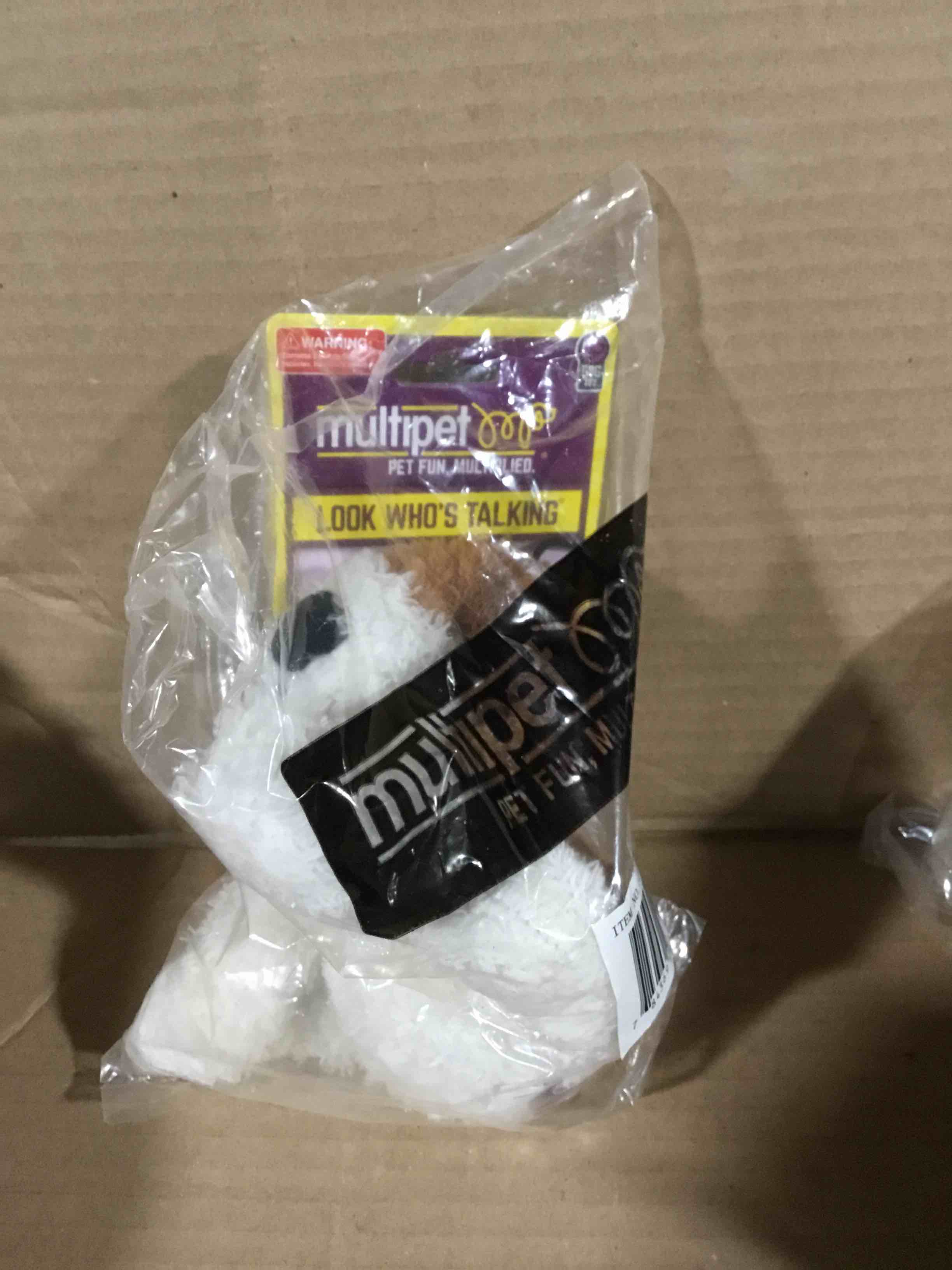 Condition photo showing New/Like New for Multipet Look Who s Talking Plush Dog  Dog Toy