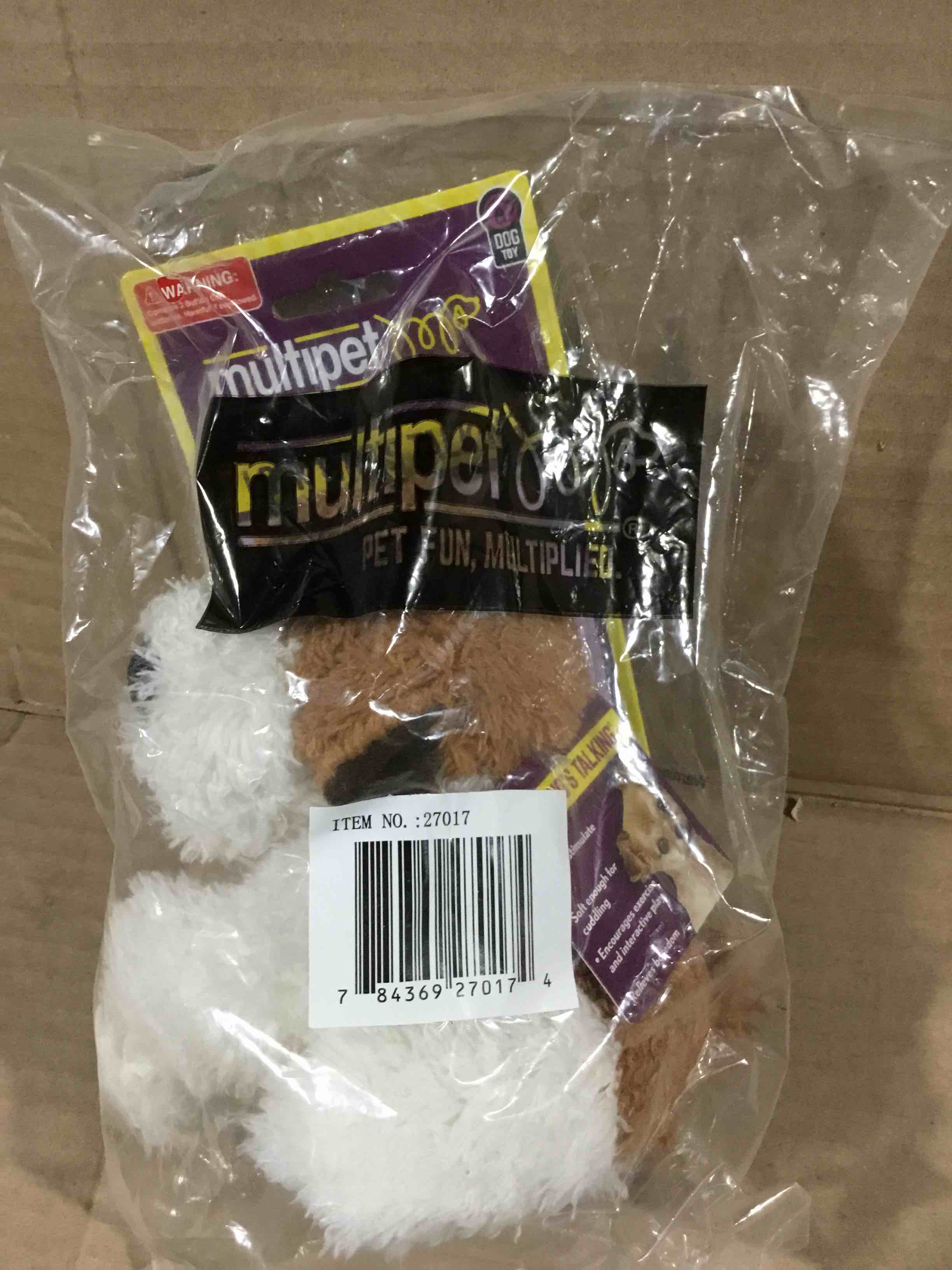 Condition photo showing New/Like New for Multipet Look Who s Talking Plush Dog  Dog Toy