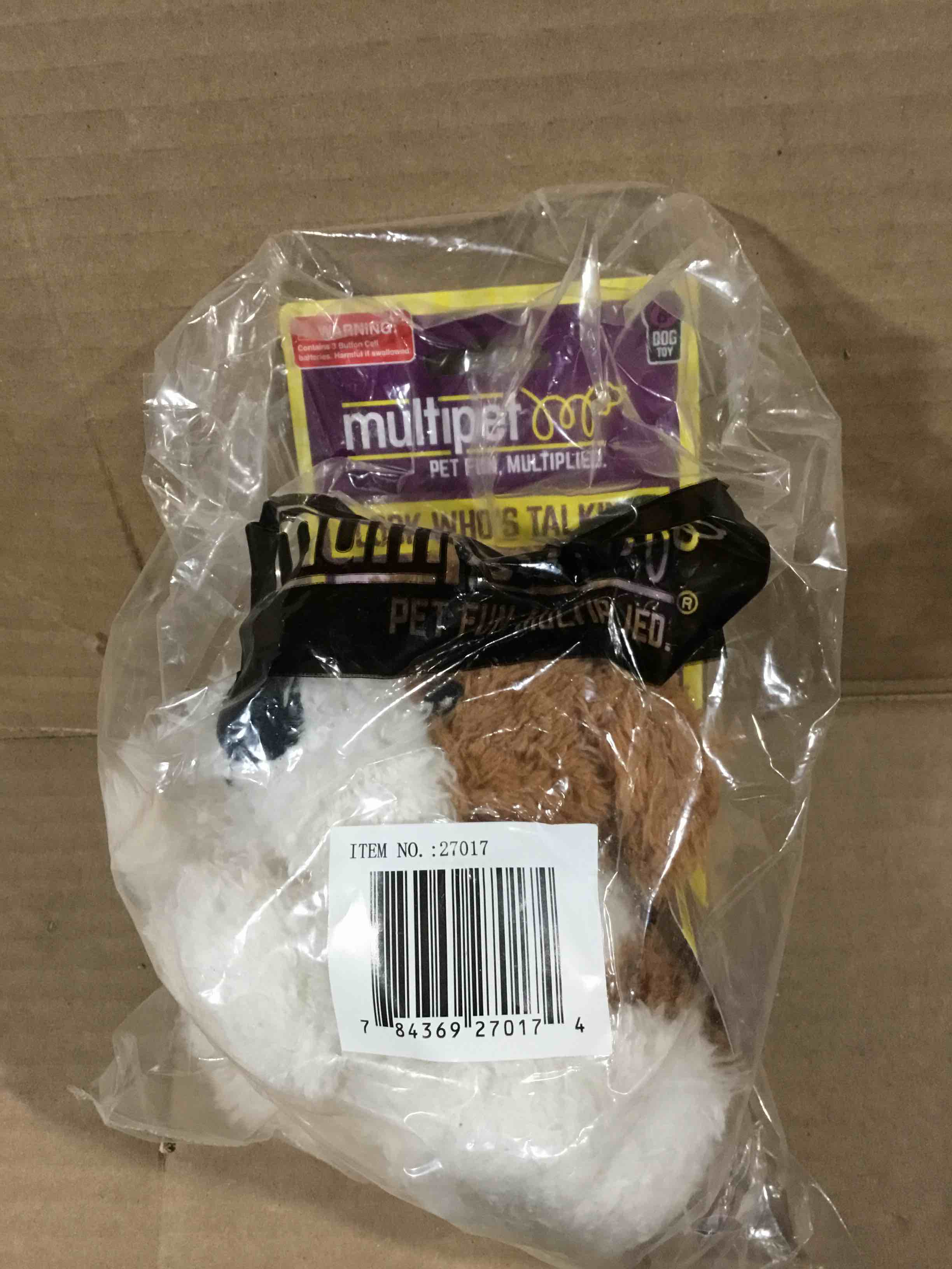 Condition photo showing New/Like New for Multipet Look Who s Talking Plush Dog  Dog Toy