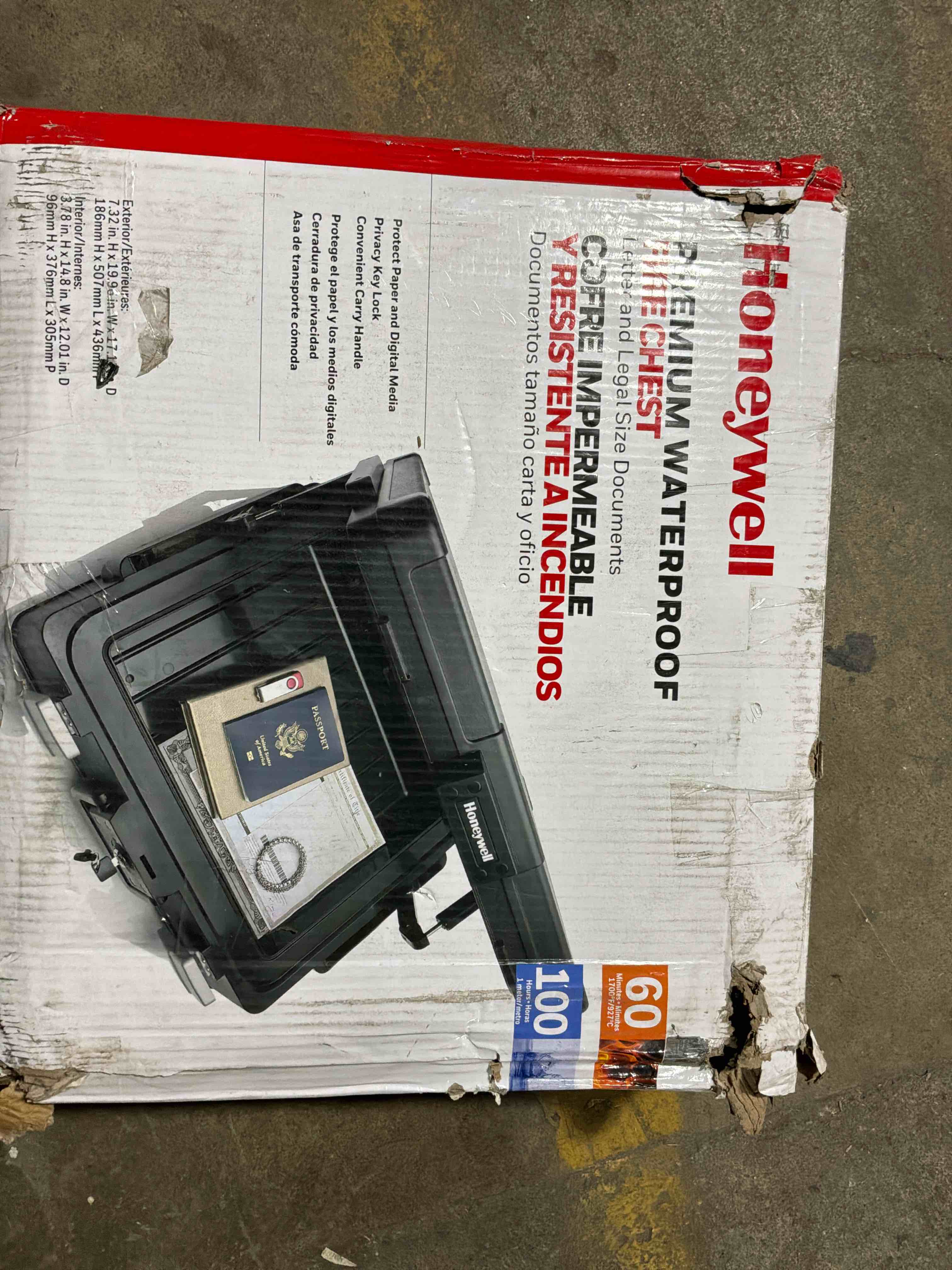 honeywell 0.39 cuft waterproof and fireproof chest (1114)