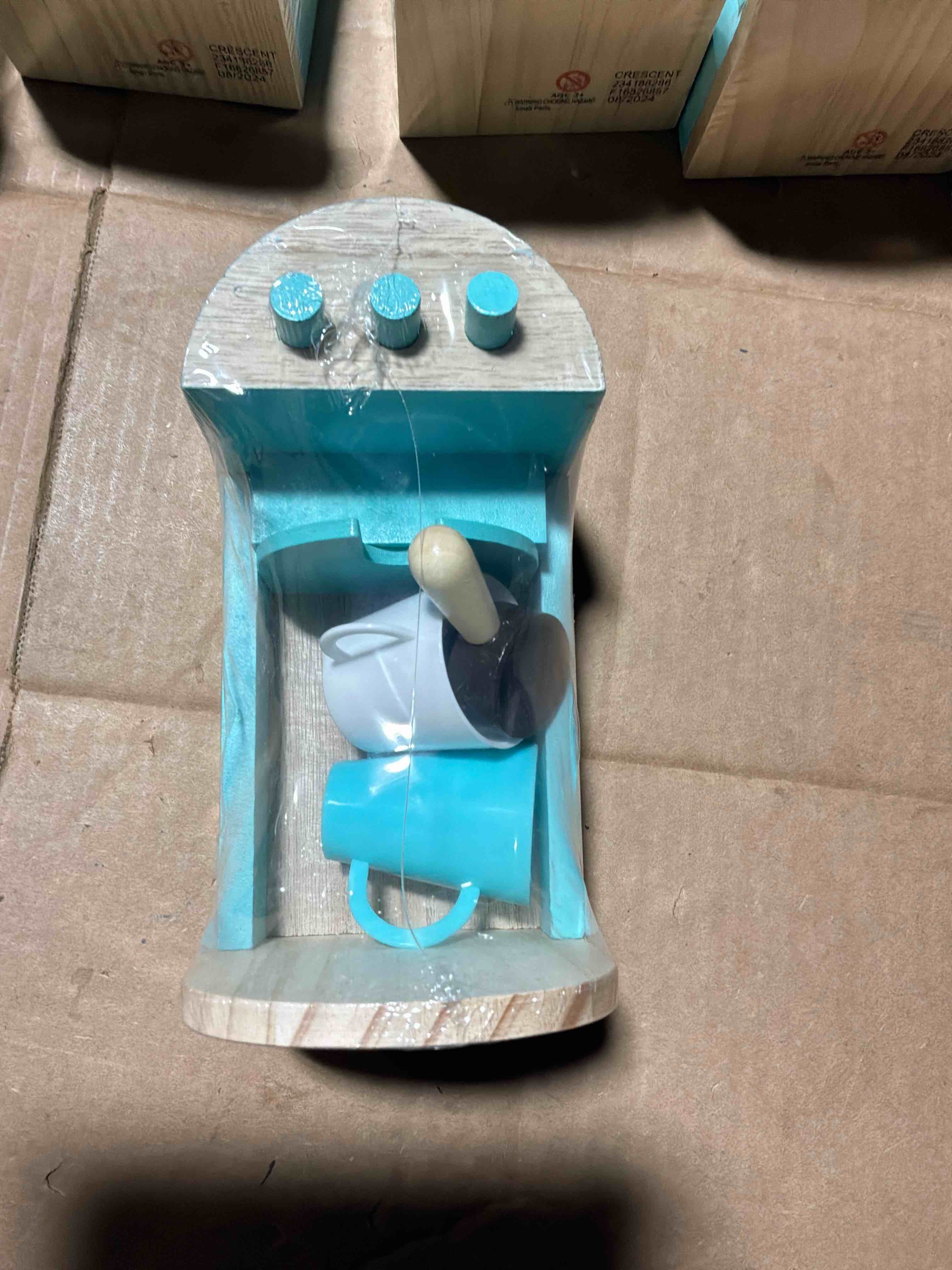 Toy wooden coffee maker, a simulation game set designed for children