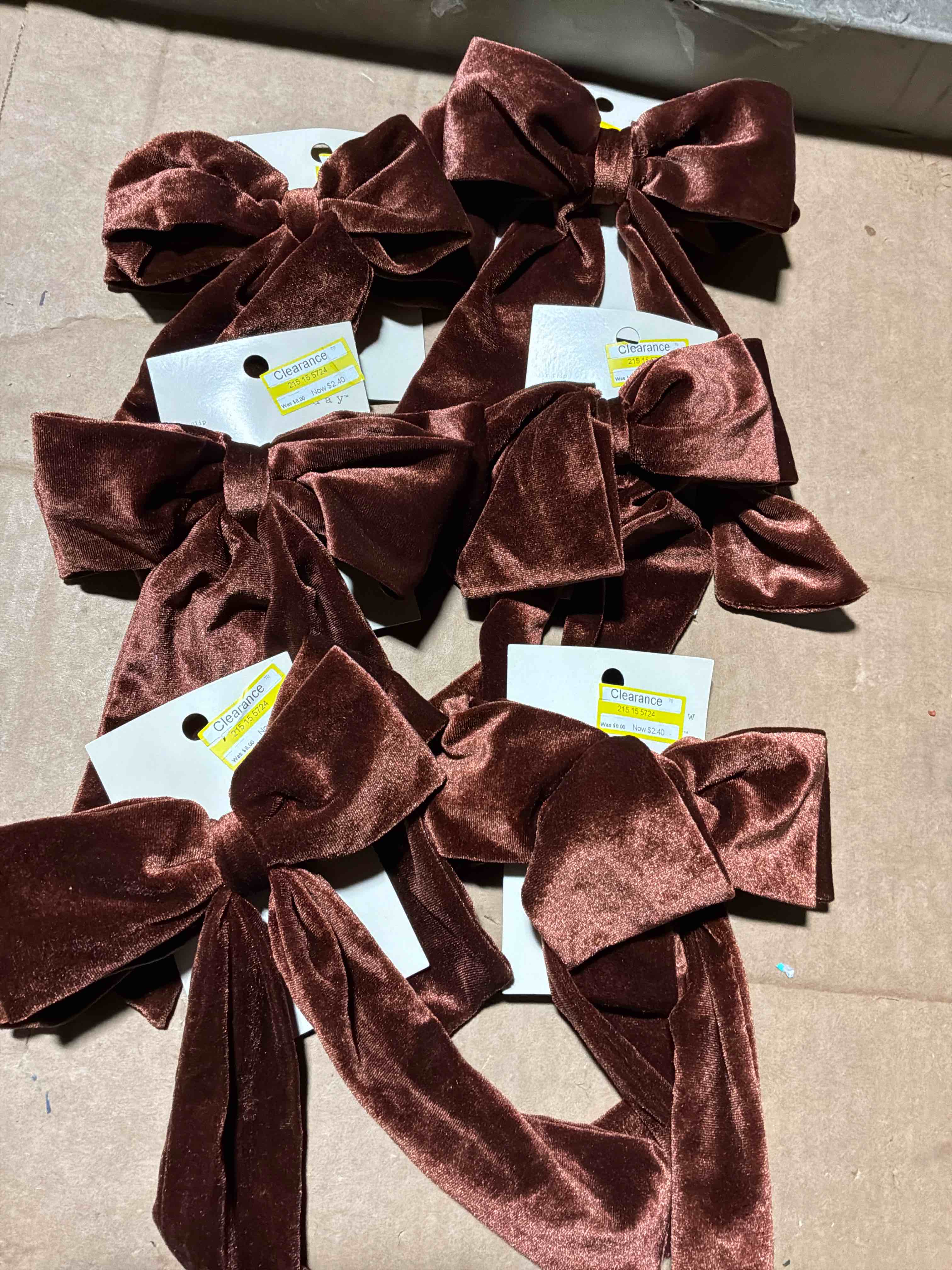 Condition photo showing New/Like New for Velvet Bow Hair Barrette - A New Day™ Brown, 6 pack 