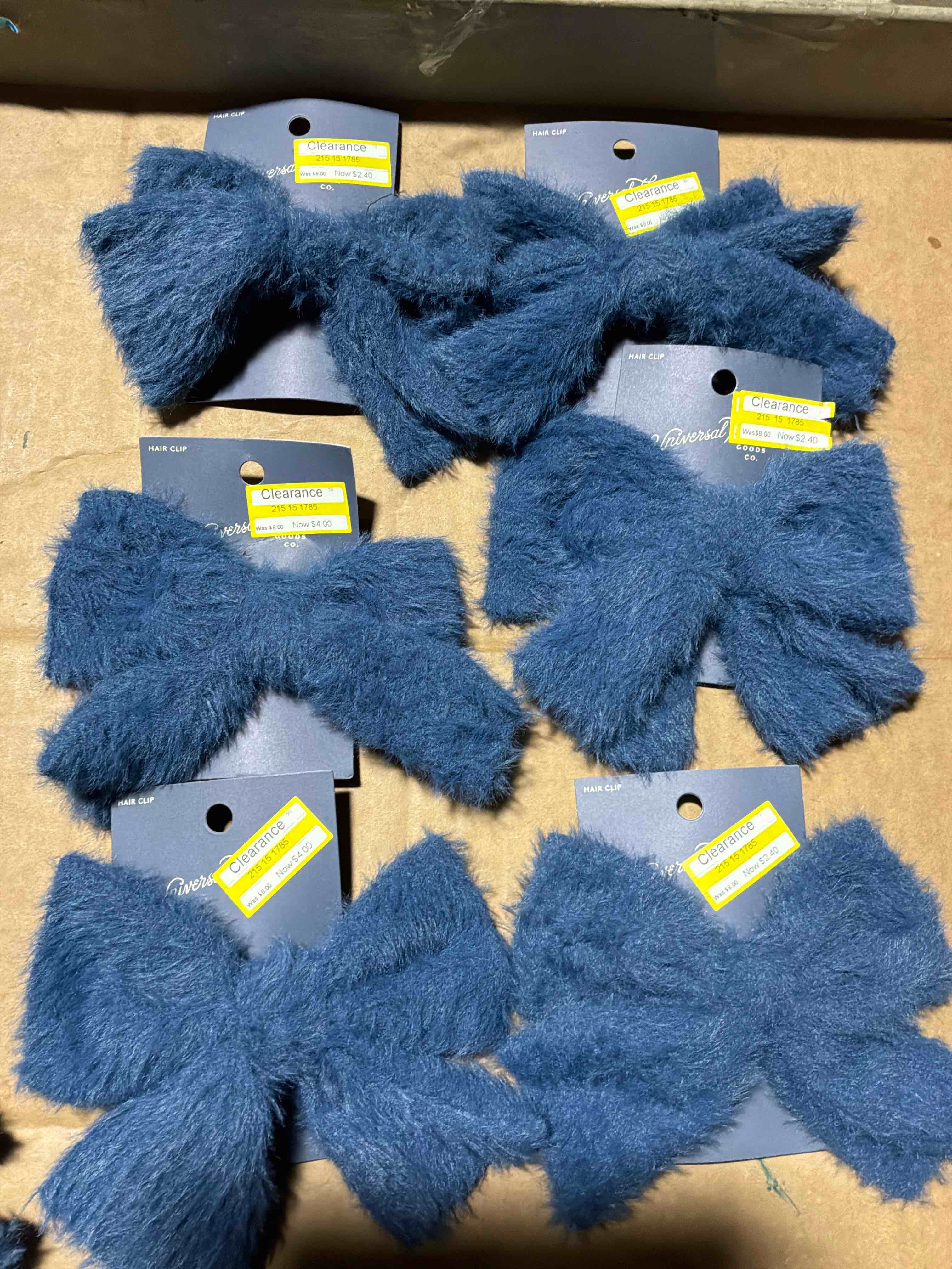 Condition photo showing New/Like New for Fuzzy Bow Hair Barrette - Universal Thread™ Navy, 5 pack 