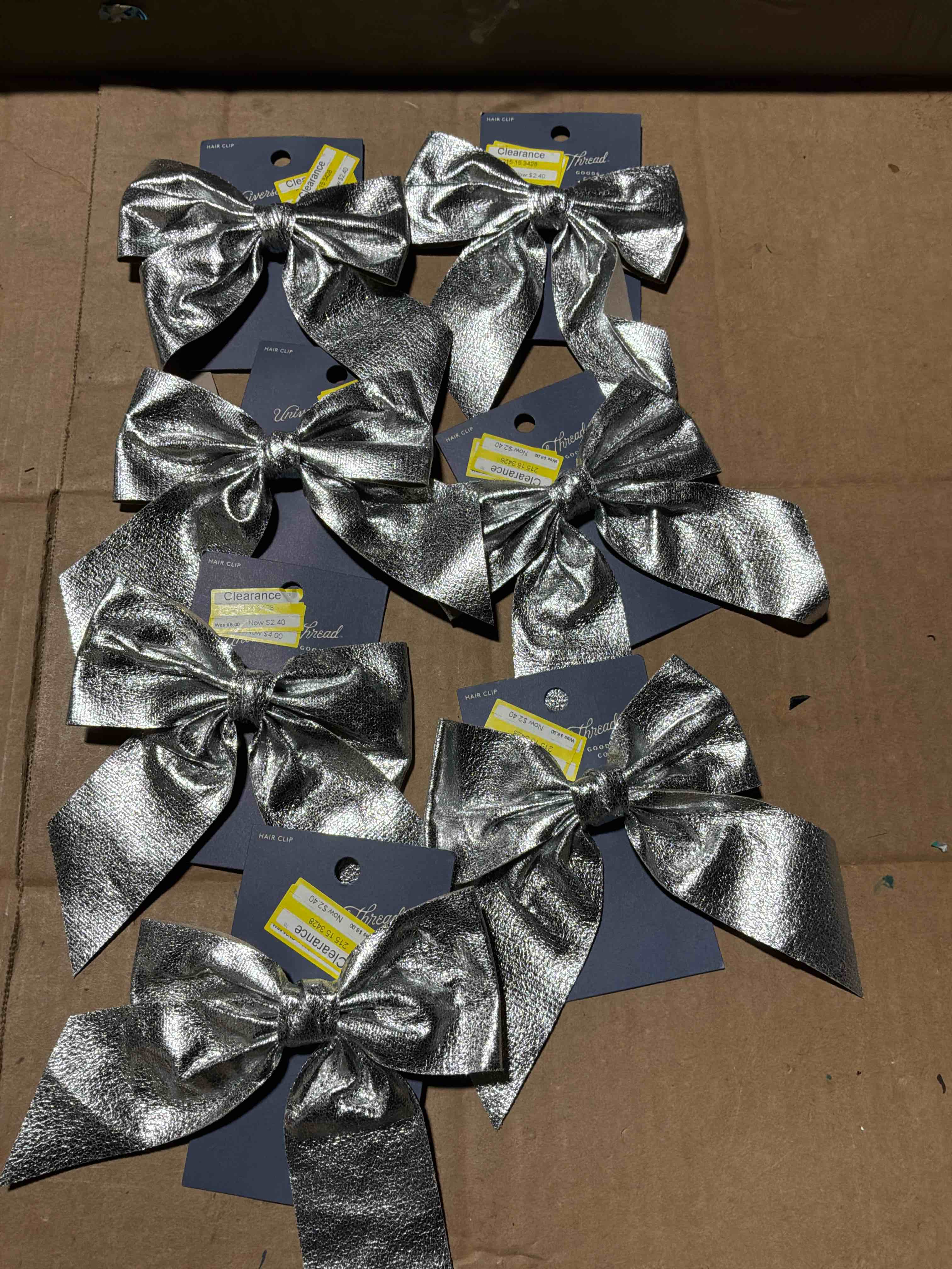 Condition photo showing New/Like New for Pleather Bow Salon Hair Clip - Universal Thread™ Silver, 7 pack
