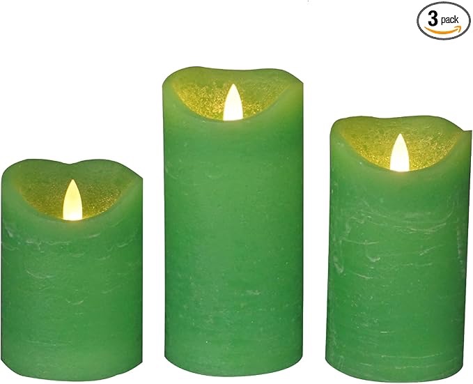 flameless candle set 2 piece green 