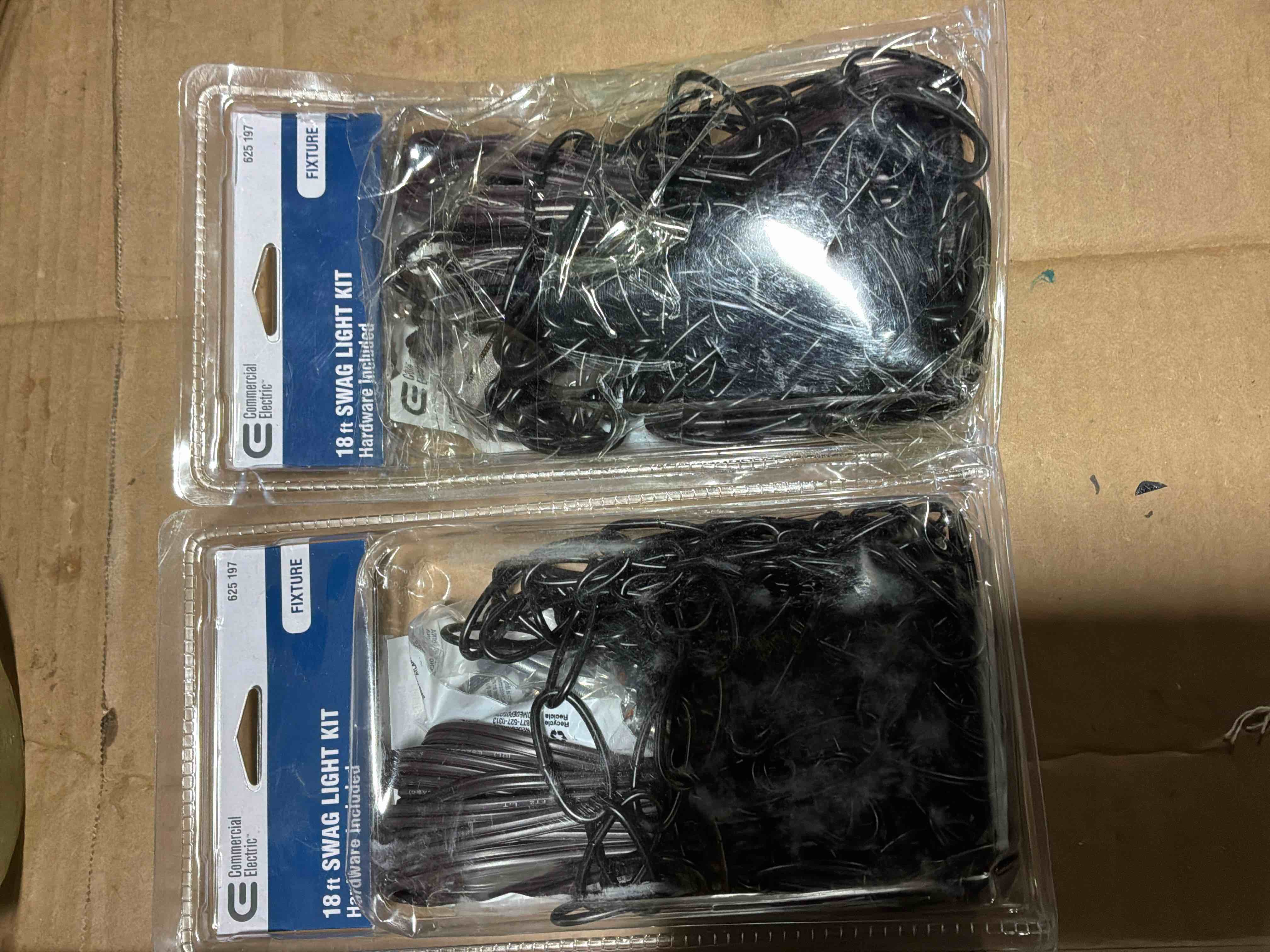 Condition photo showing New/Like New for Commercial Electric 18 ft. Oil Rubbed Bronze Swag Light Kit, 2 pack 