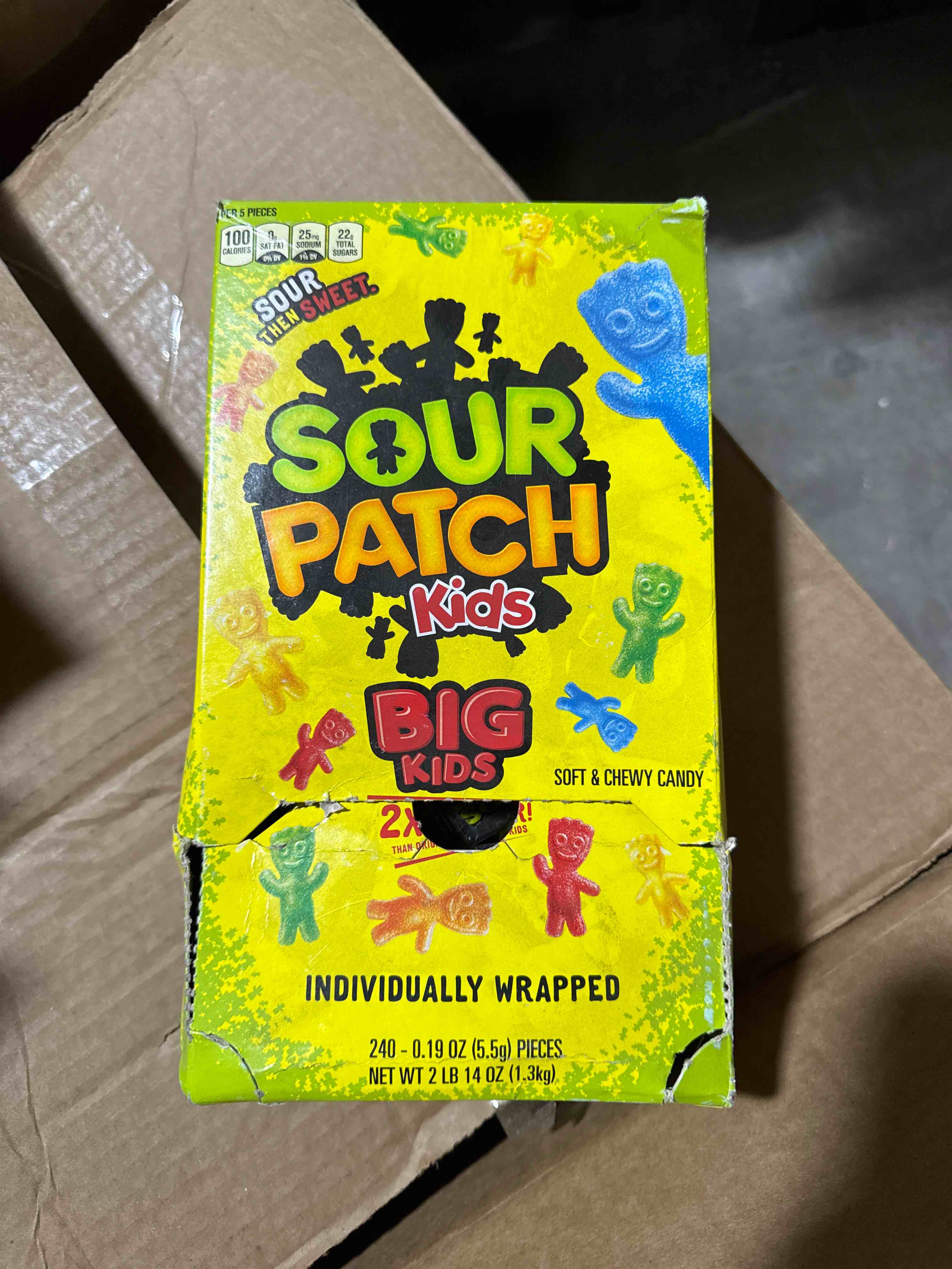 Condition photo showing Good Condition for sour patch kids soft candy kids fat free 240 ct 