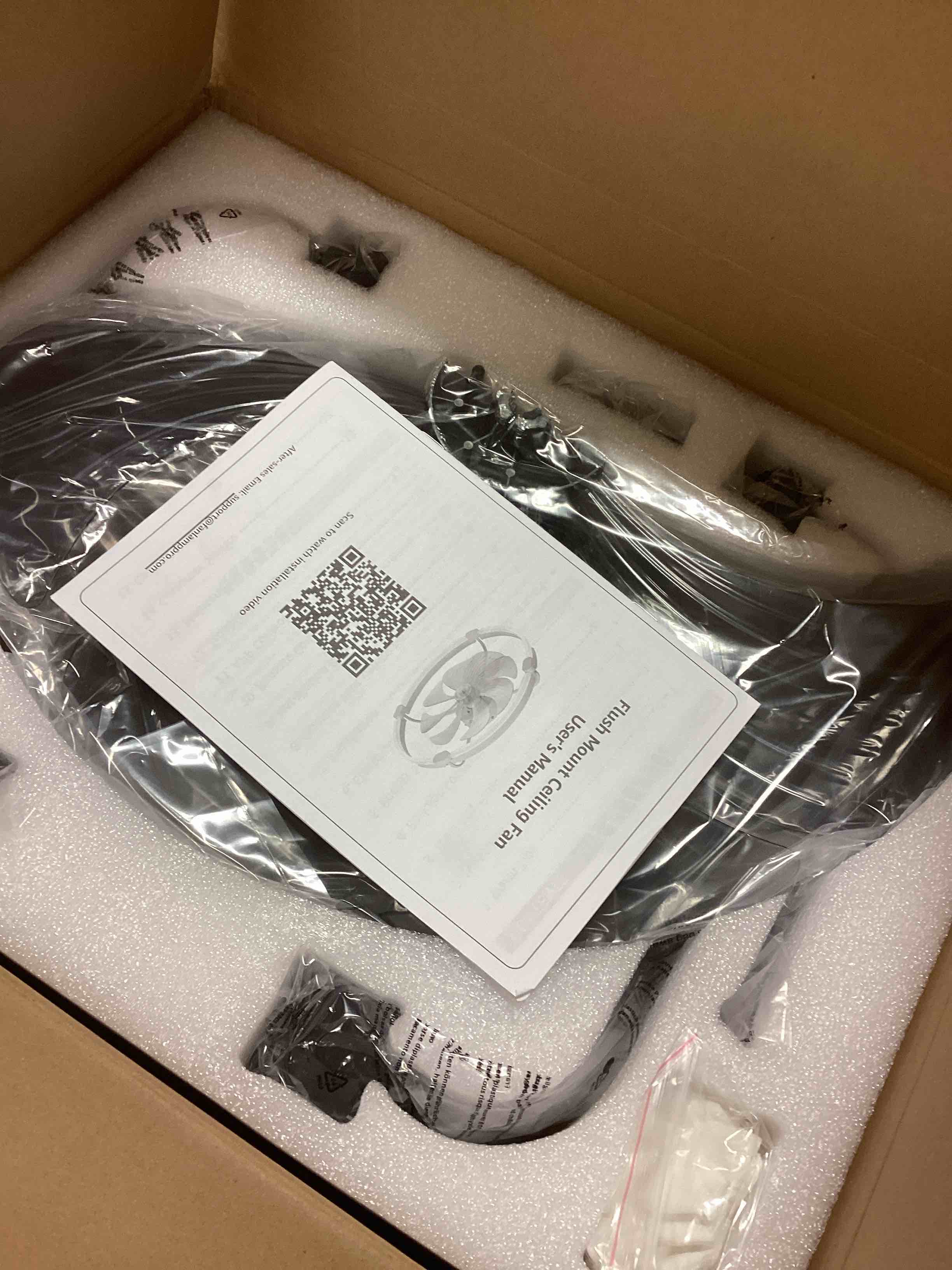 Condition photo showing Good Condition for 24 in. white flush mount indoor daylight 6-speed dimmable led fandelier low profile ceiling fans with lights and remote