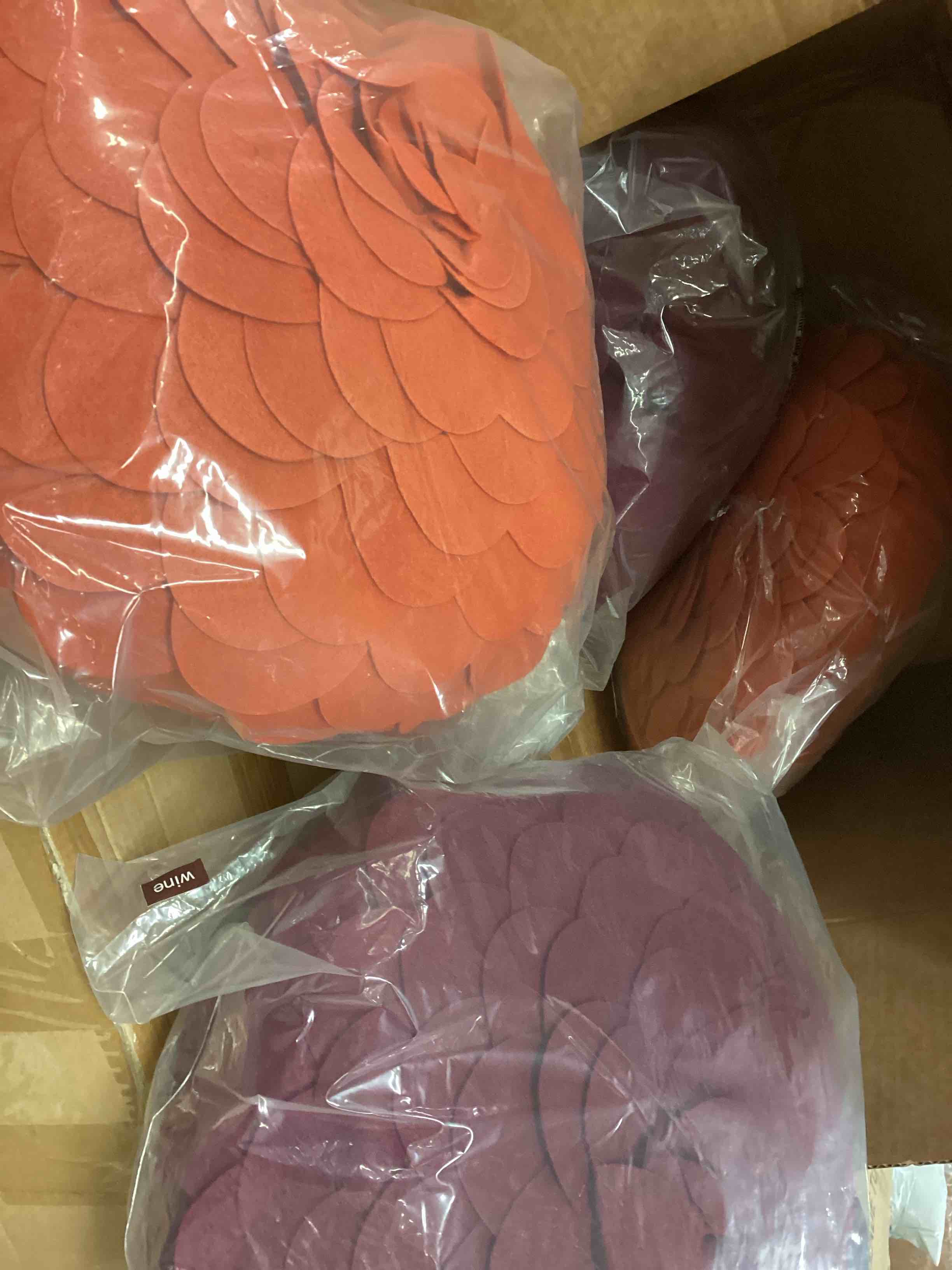 Condition photo showing Good Condition for elegant textured colorful decorative flower throw pillow - 13"x13" - wine and terracotta color , 4 pcs 