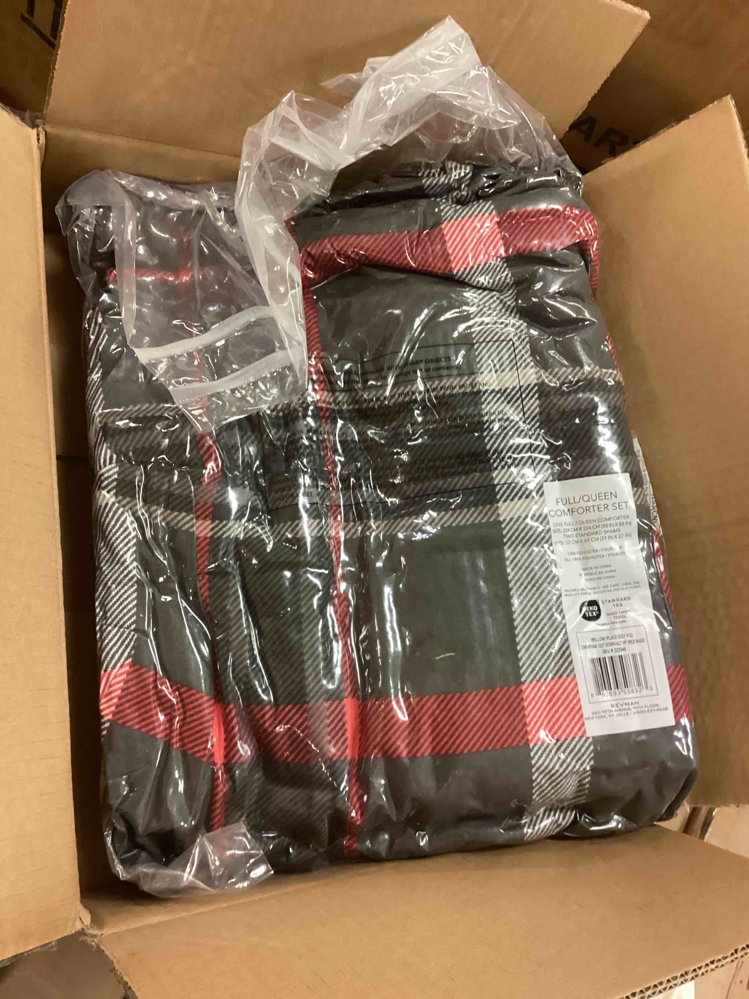 Condition photo showing New/Like New for eddie bauer - queen comforter set, reversible plaid bedding with matching shams, cozy home decor for colder months, oeko-tex certified (willow plaid grey, queen)