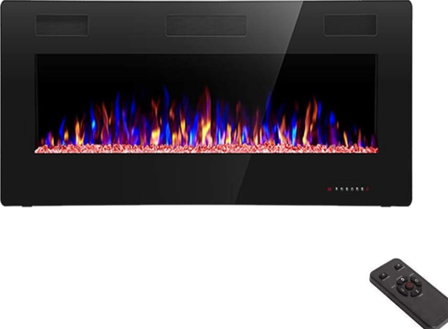 r.w.flame 36 inch recessed and wall mounted electric fireplace, ultra thin ad low noise, fit for 2 x 4 and 2 x 6 stud, remote control with timer,touch screen,adjustable flame color and speed