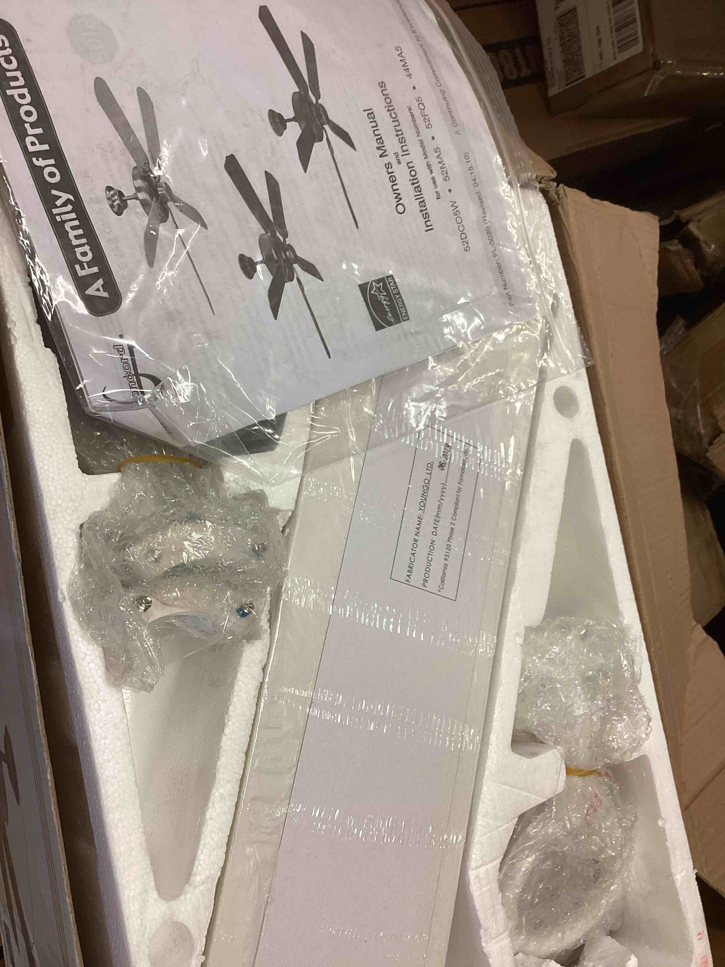 Condition photo showing Good Condition for concord fans 52" madison energy saver oil brushed brass modern ceiling fan ( white color ) 