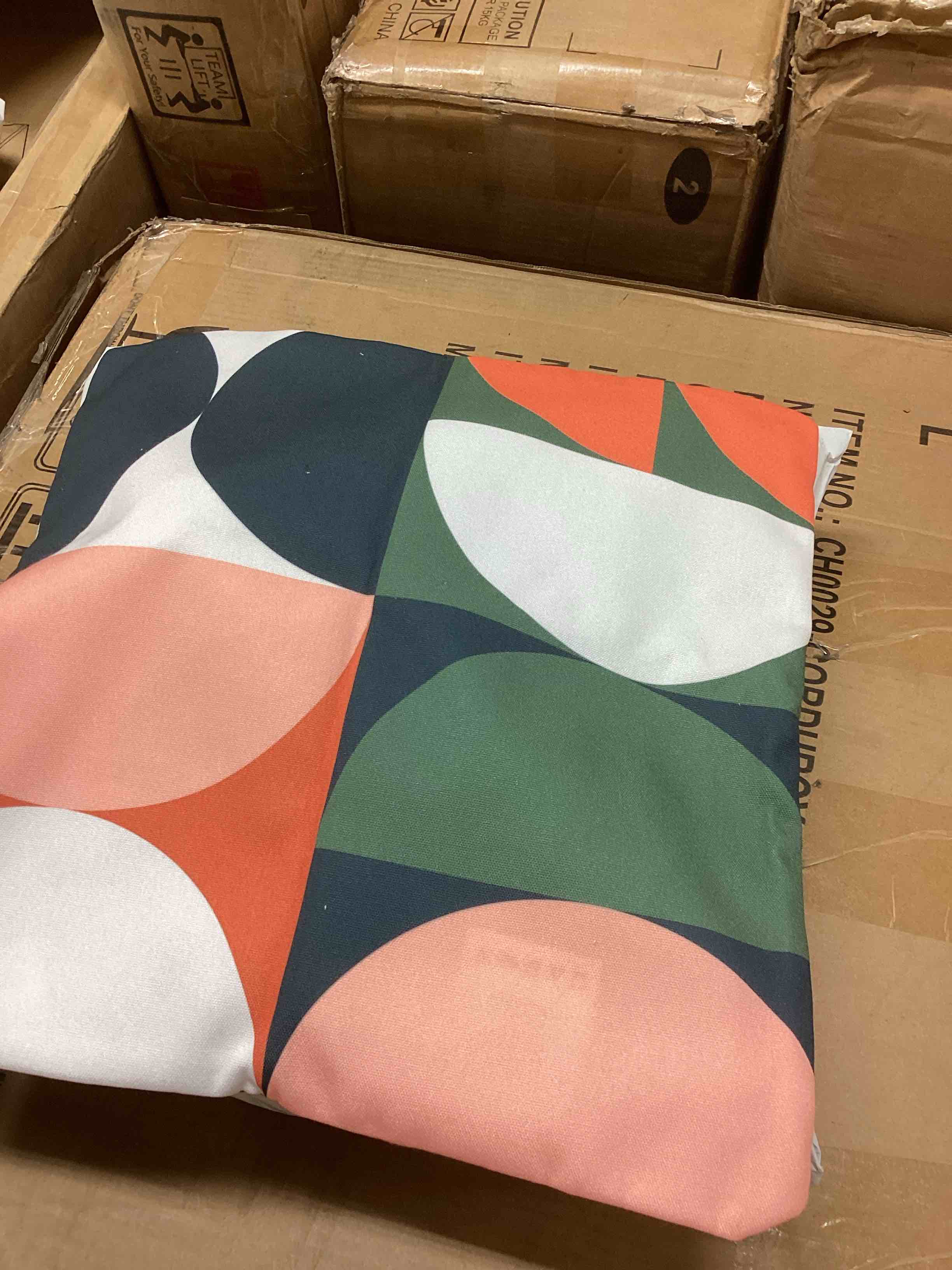 Condition photo showing Good Condition for geometric semicircles, mid century modern pillow