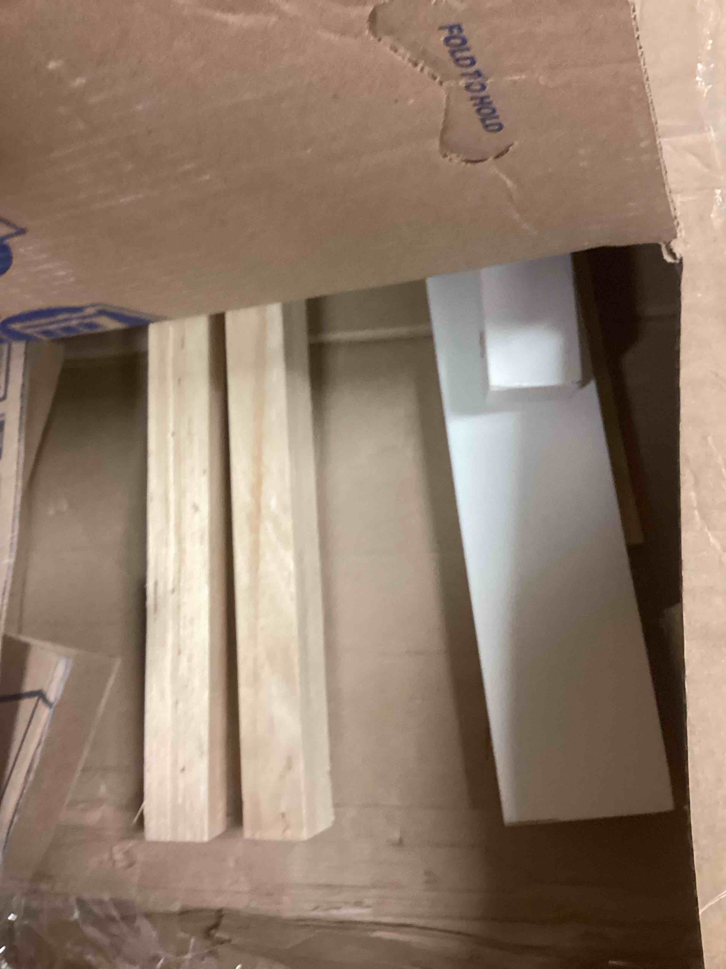 Condition photo showing As Is for queen size loft bed with storage cabinets and shelves, bookshelf (incomplete one box only)