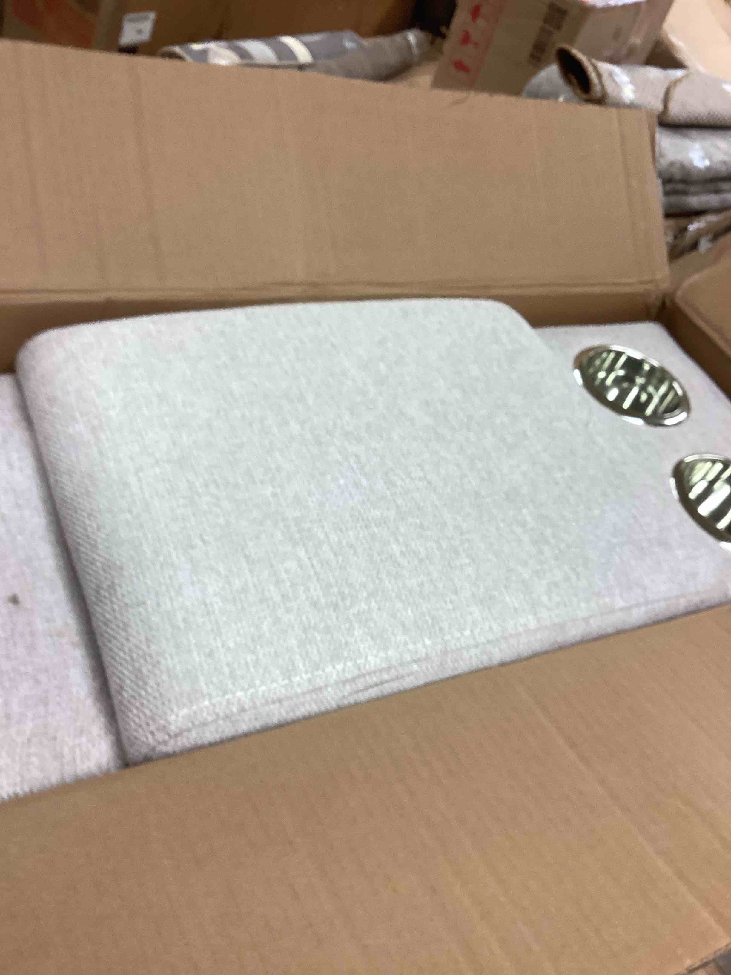 Condition photo showing Good Condition for 130" u shaped sofa with console,cupholders,6 seat upholstered priliving space furniture,sleeper couch set with chaise for living room,apartment, (beige) (incomplete one box only)