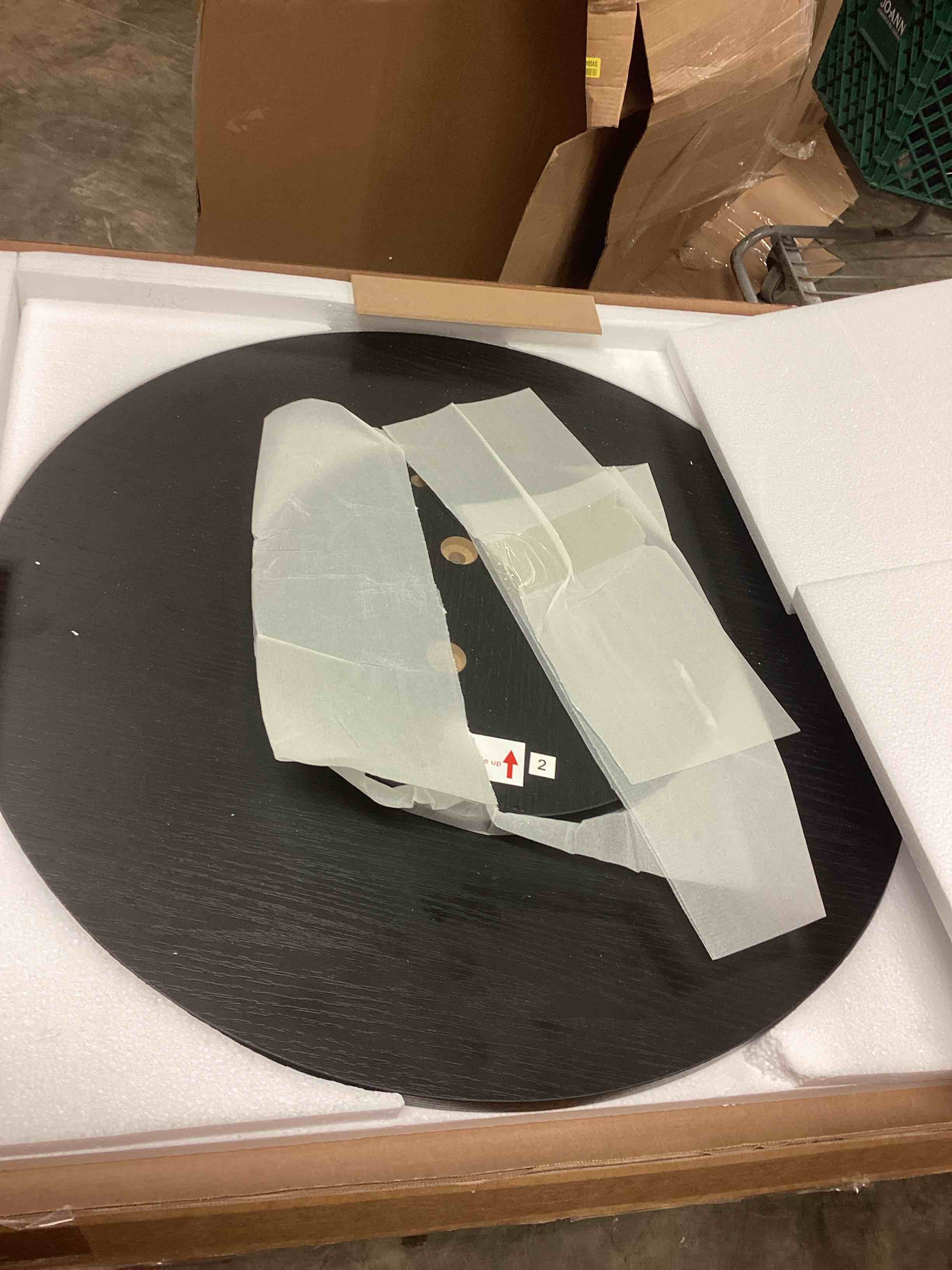 Condition photo showing Good Condition for dwen 24" modern black round side table (incomplete top only)