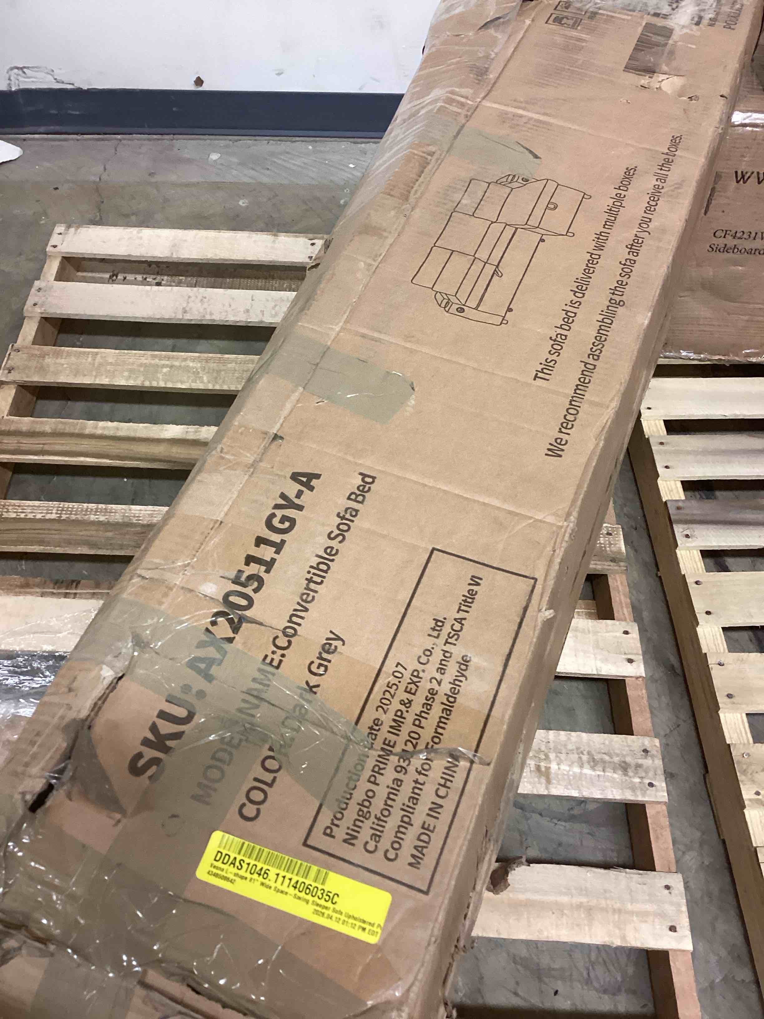 Condition photo showing Good Condition for vesna l-shape 81" wide space-saving sleeper sofa upholstered pull-out sofa bed (incomplete one box only)