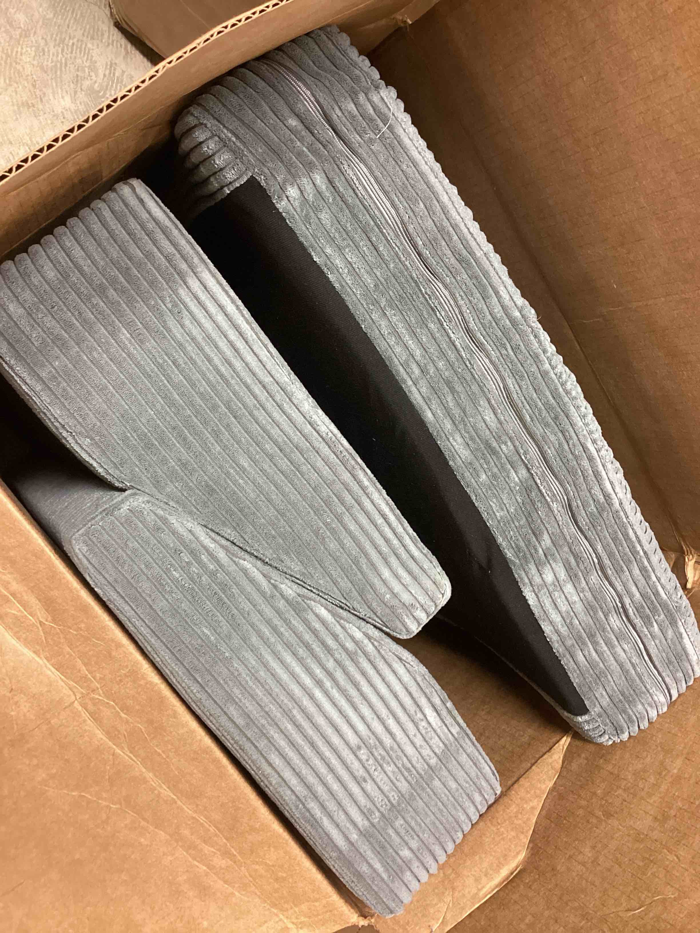 Condition photo showing As Is for loette corduroy u-shaped sectional symmetrical (incomplete) 