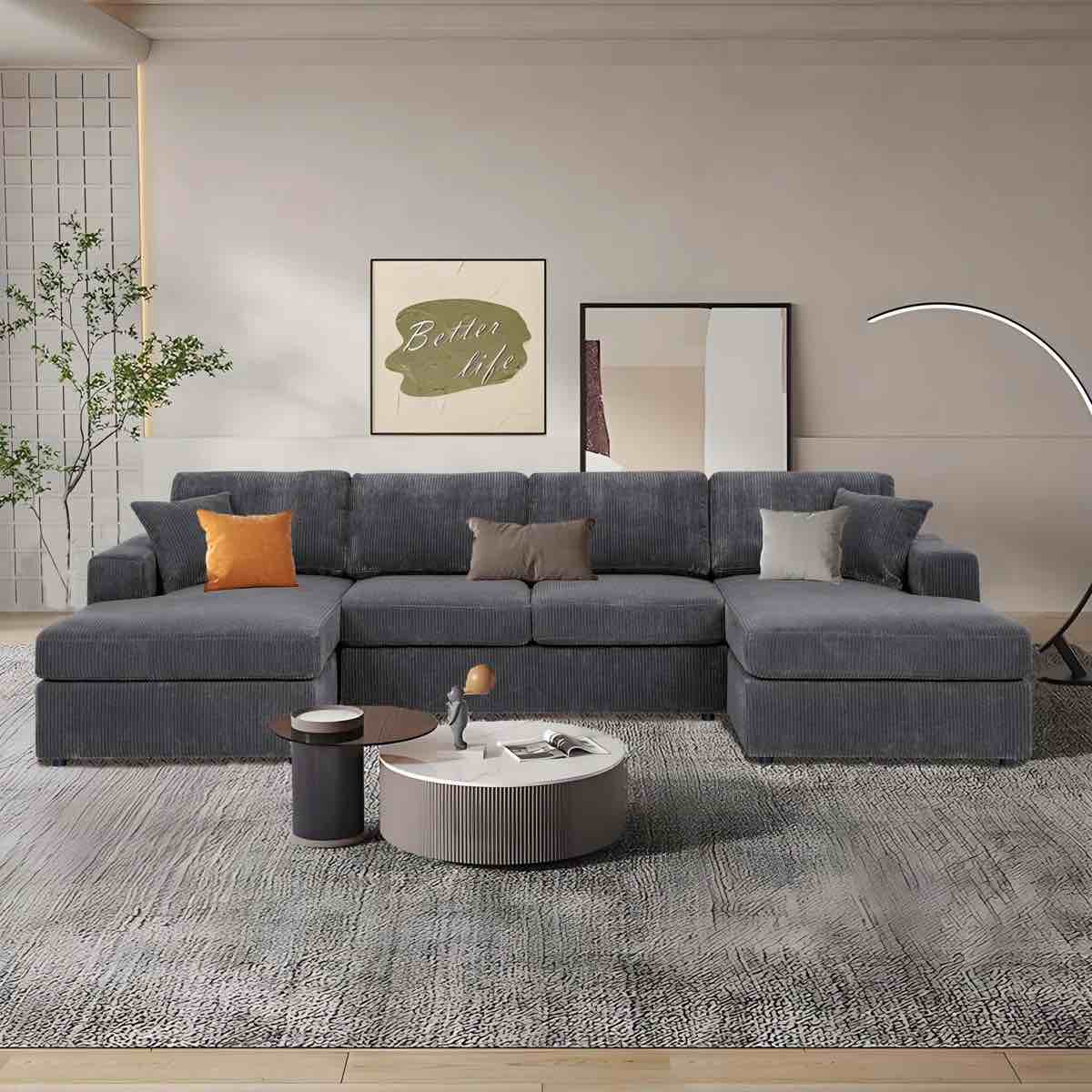 loette corduroy u-shaped sectional symmetrical (incomplete) 