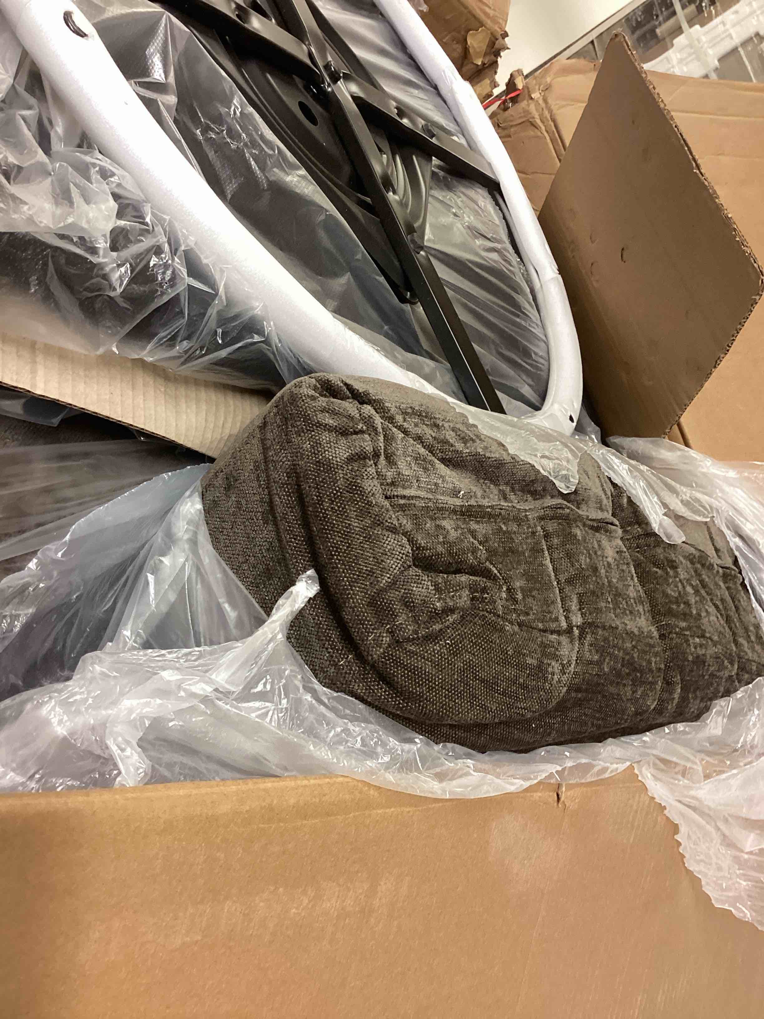 Condition photo showing Good Condition for bronnen big and wide upholstered light coffee cushion swivel armchair with removable back and seat cushion