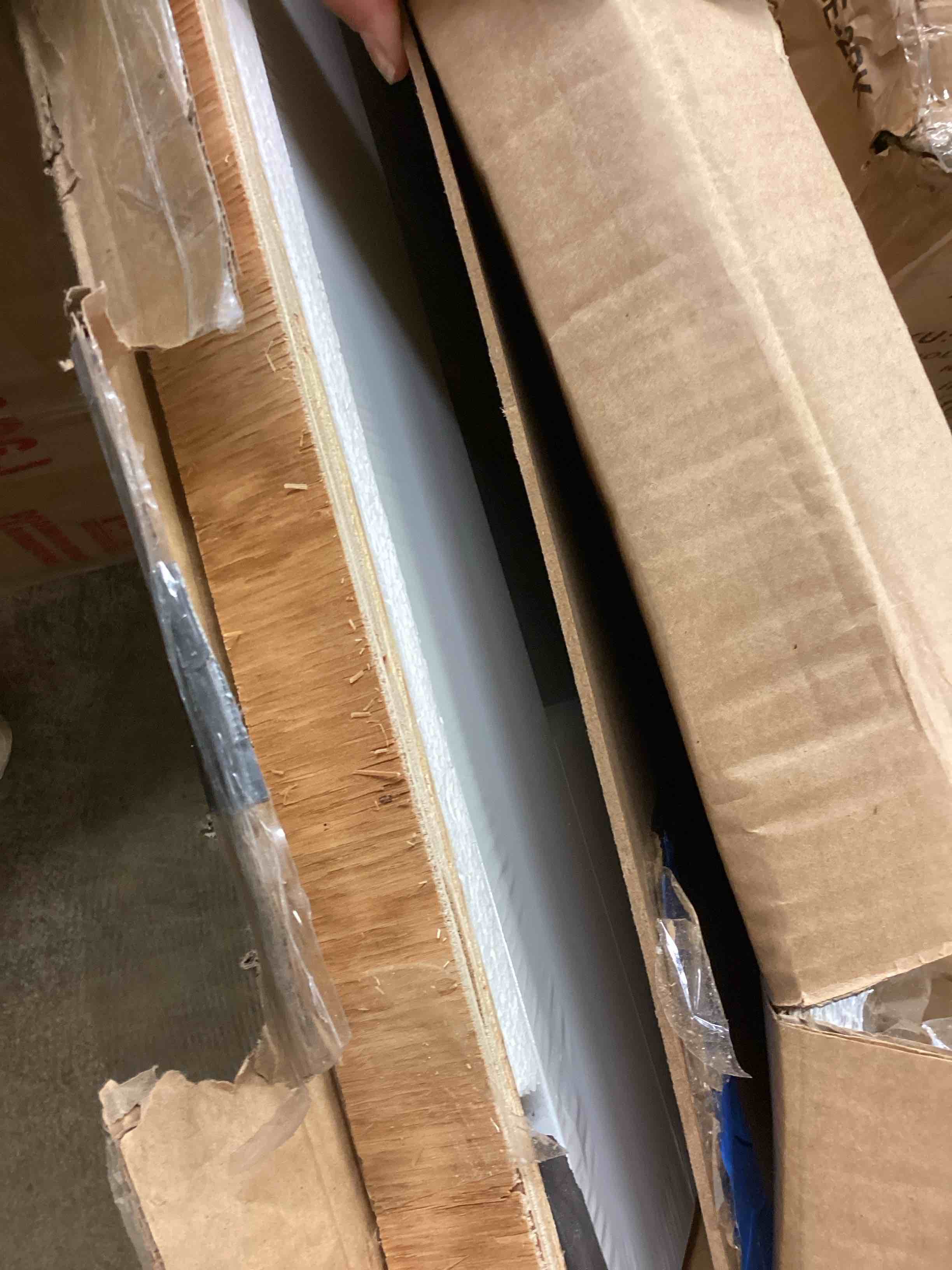 Condition photo showing Good Condition for 30 in. x 80 in. 3-lite paneled blank solid core composite manufacture wood white primed interior door slab