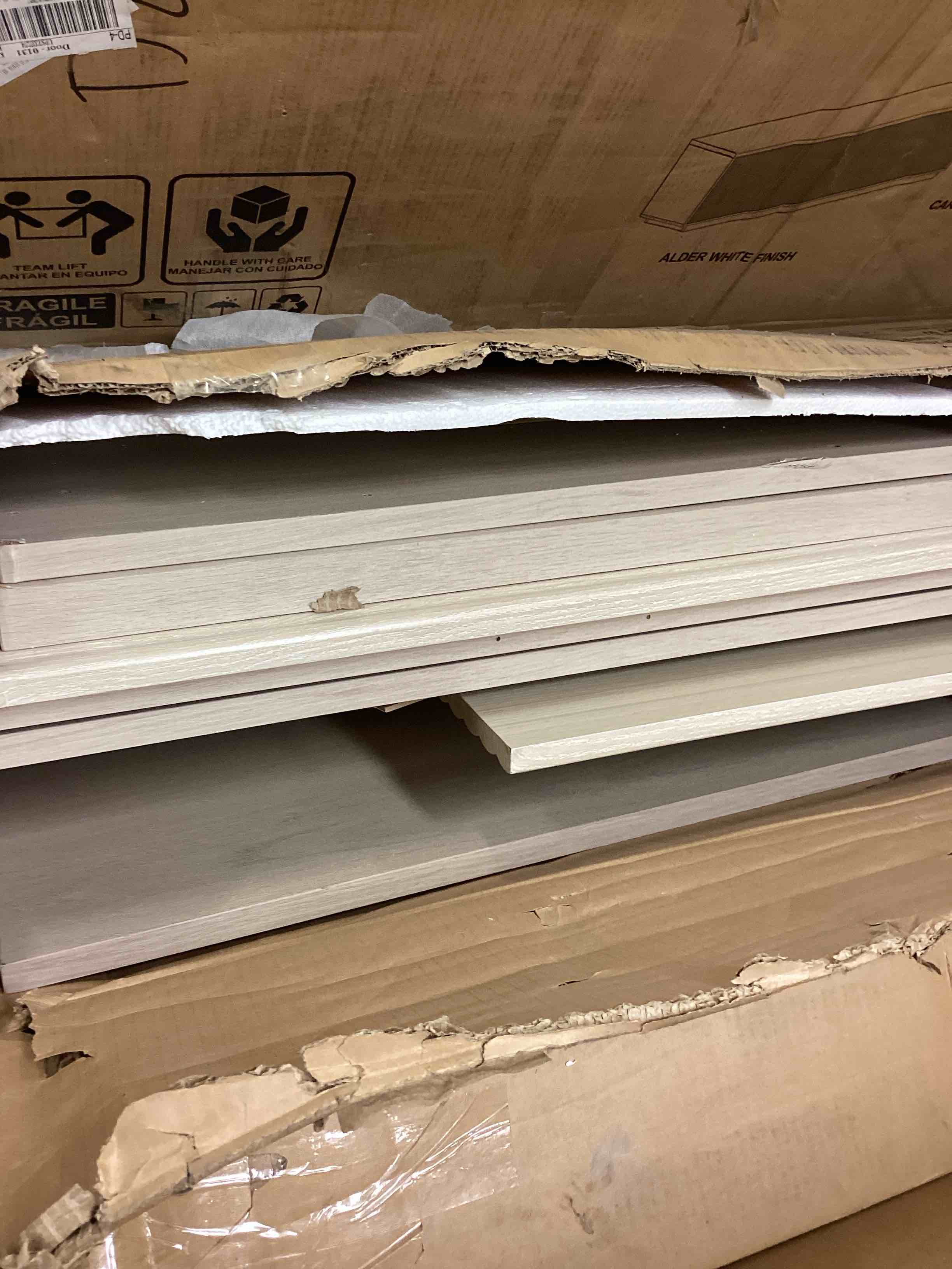 Condition photo showing As Is for mansfield alder white mdf 68 in. buffet table