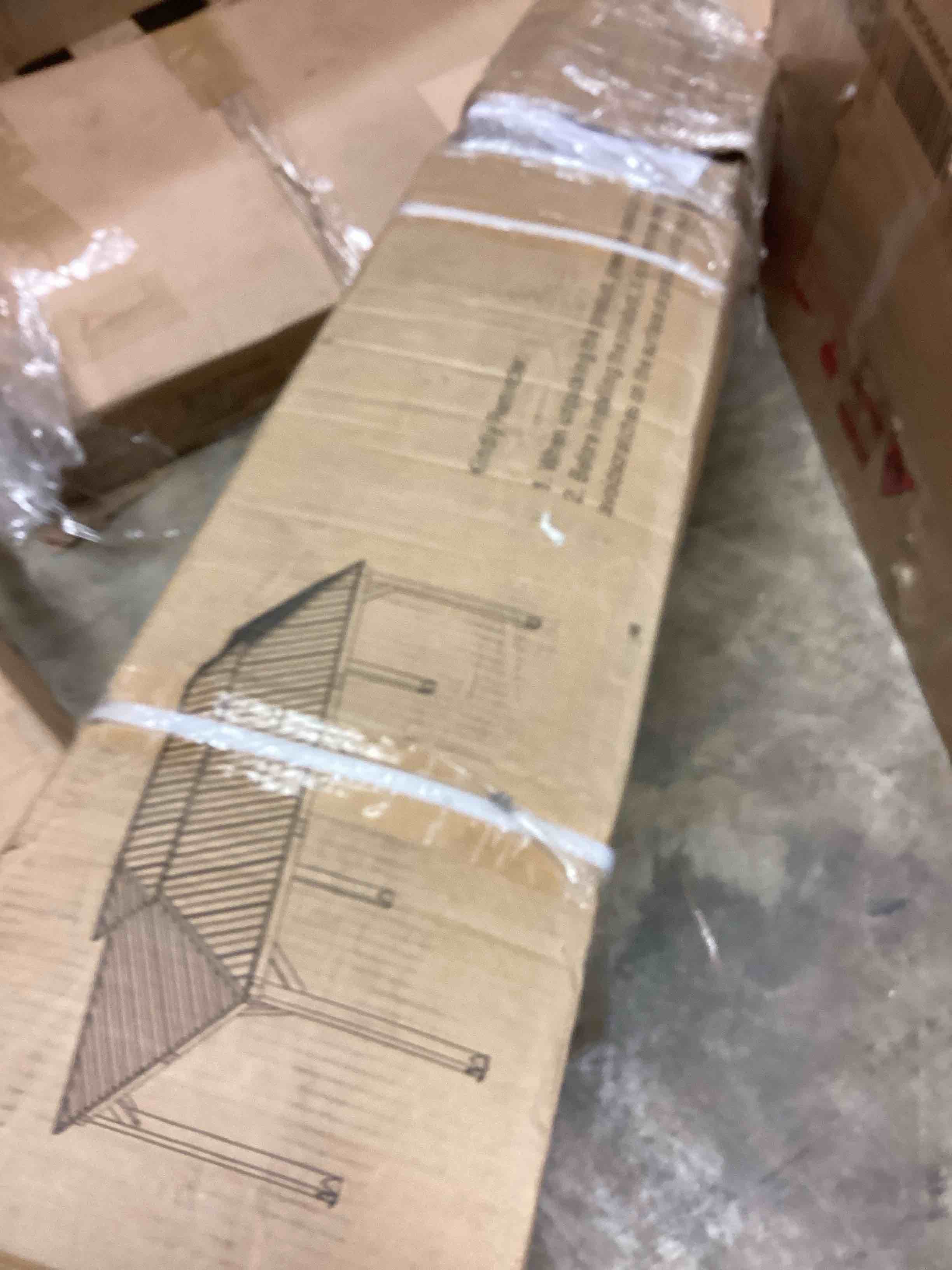 Condition photo showing Good Condition for 12 fl. x 20 fl. cedar framed patio gazebo with dual metal hardtop (incomplete one box only)