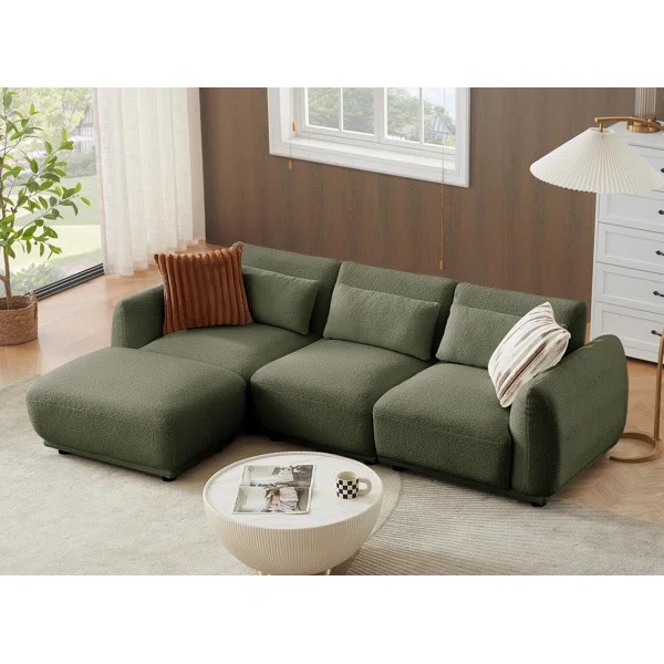 ballyrobert 4 - piece upholstered sectional teddy (incomplete one box only)