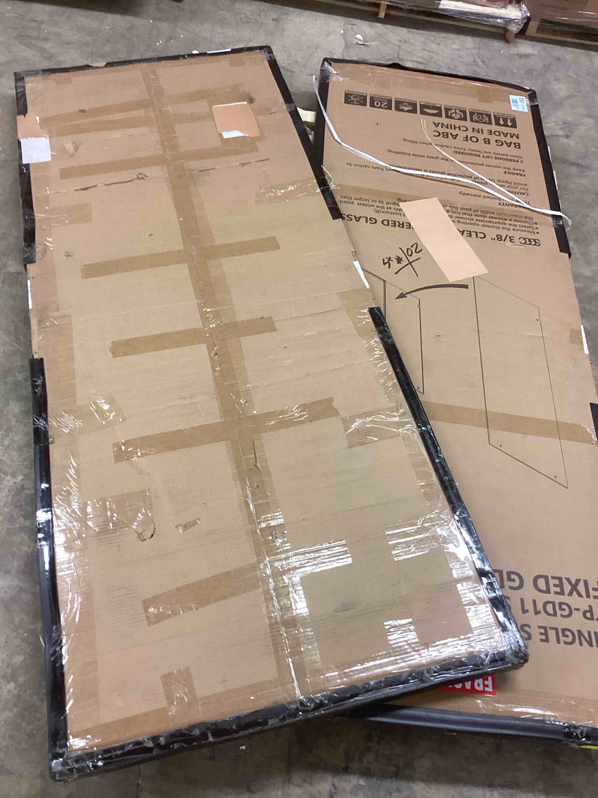 Condition photo showing Good Condition for 50-55" w x 76" h frameless single sliding shower door tp-gd11-bm-5476 (incomplete 2 boxes of 3 only)