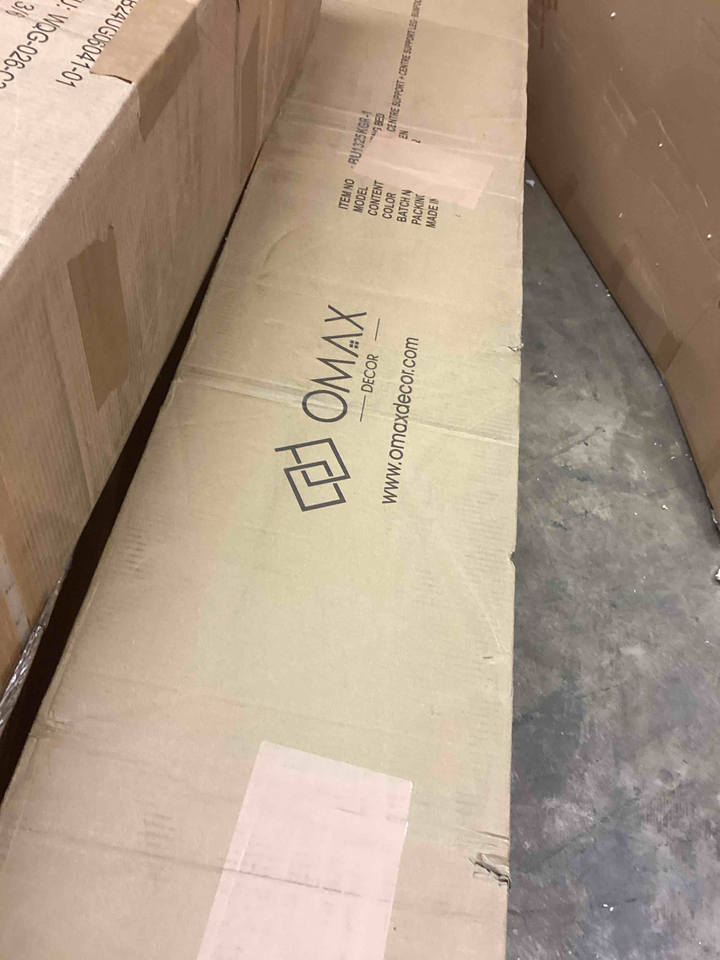 Condition photo showing Good Condition for omax decor chloe upholstered platform king bed in moss green fabric (incomplete 1 box of 3 only)