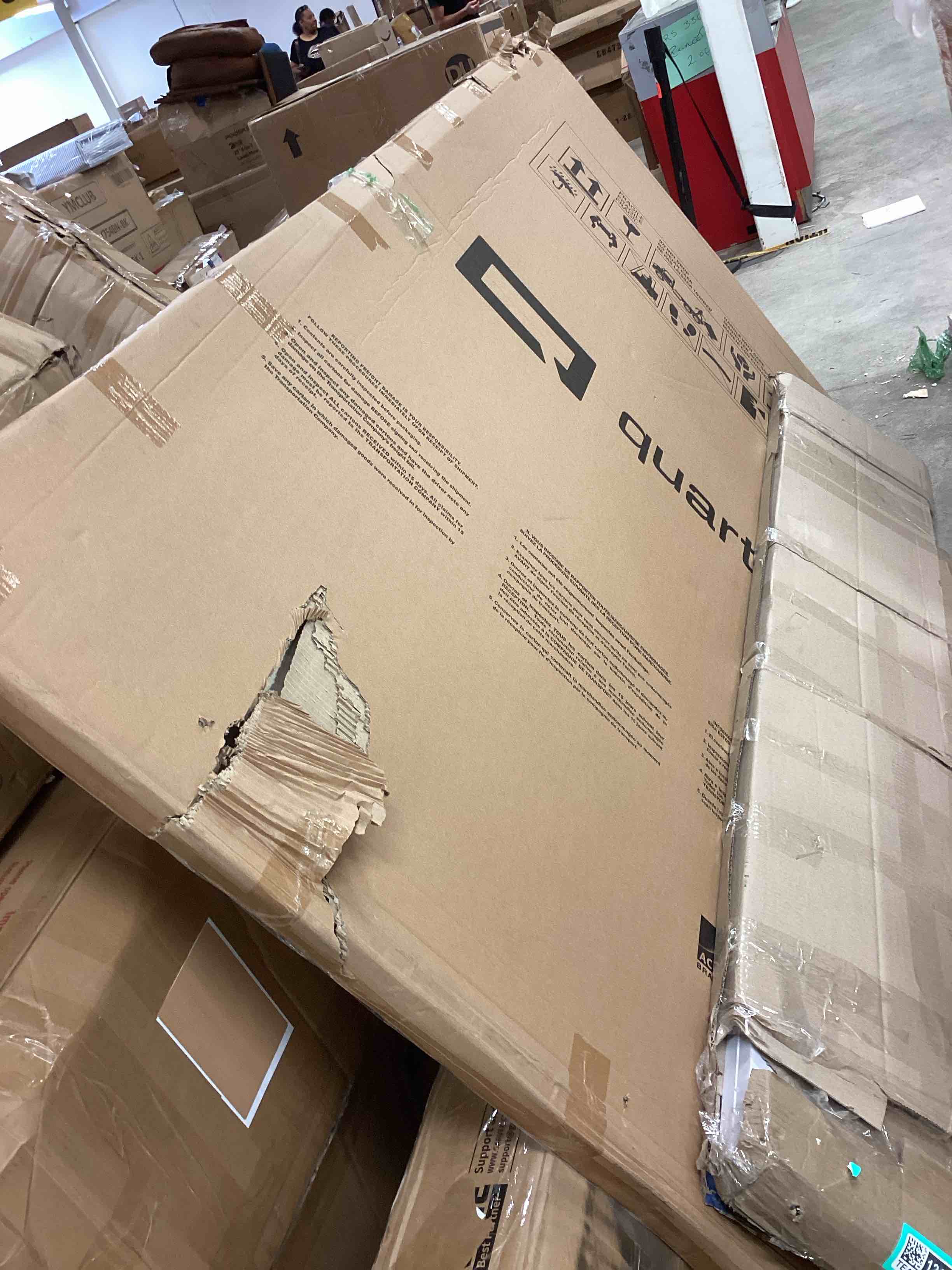 Condition photo showing As Is for quartet magnetic dry erase white board, 8' x 4 whiteboard, nano-clean surface resists ink stains, alloy steel, silver aluminum frame (sm538)