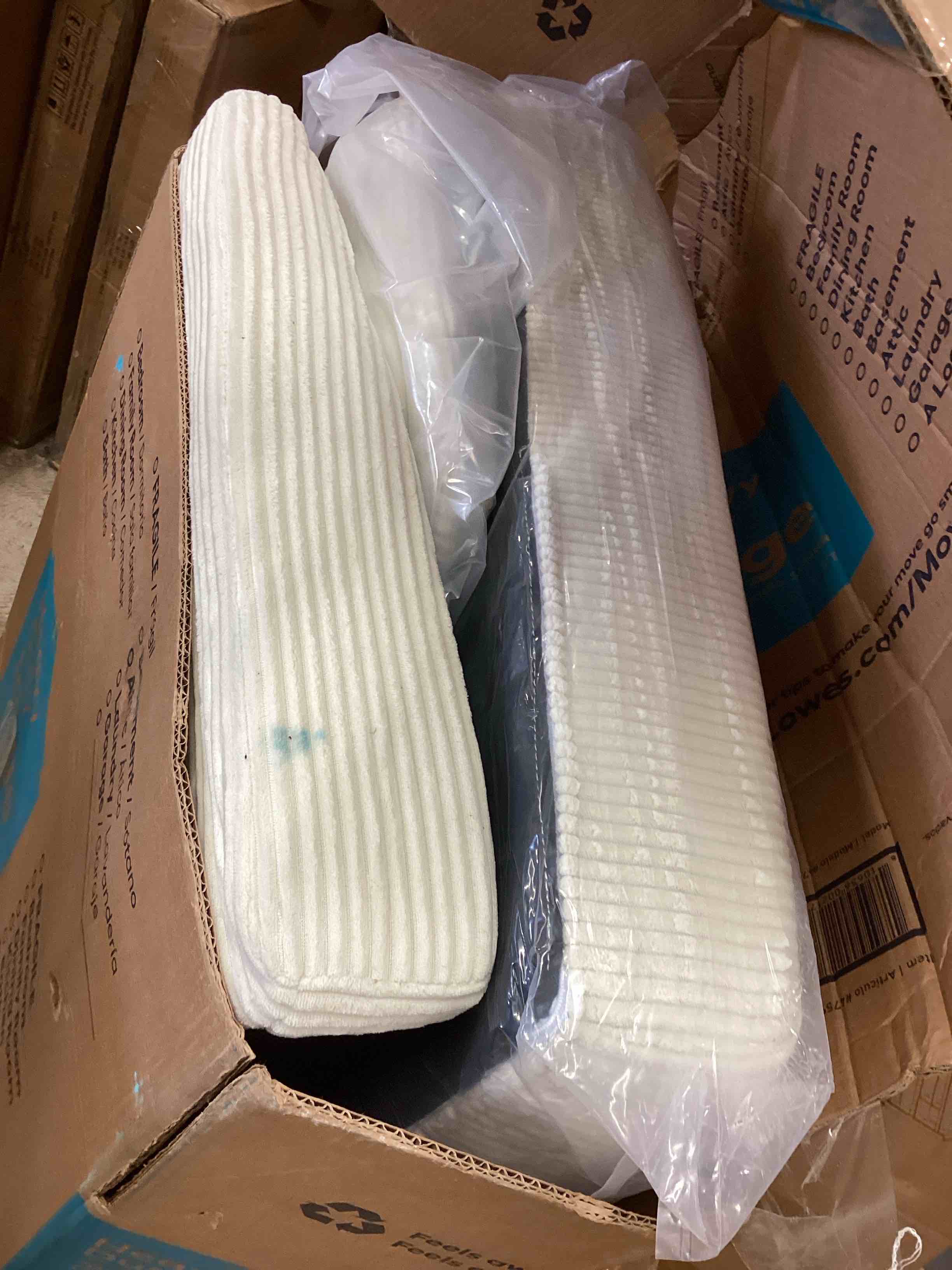 Condition photo showing As Is for (incomplete) kaneki 6 - piece slipcovered corduroy sectional sofa sleeper couch