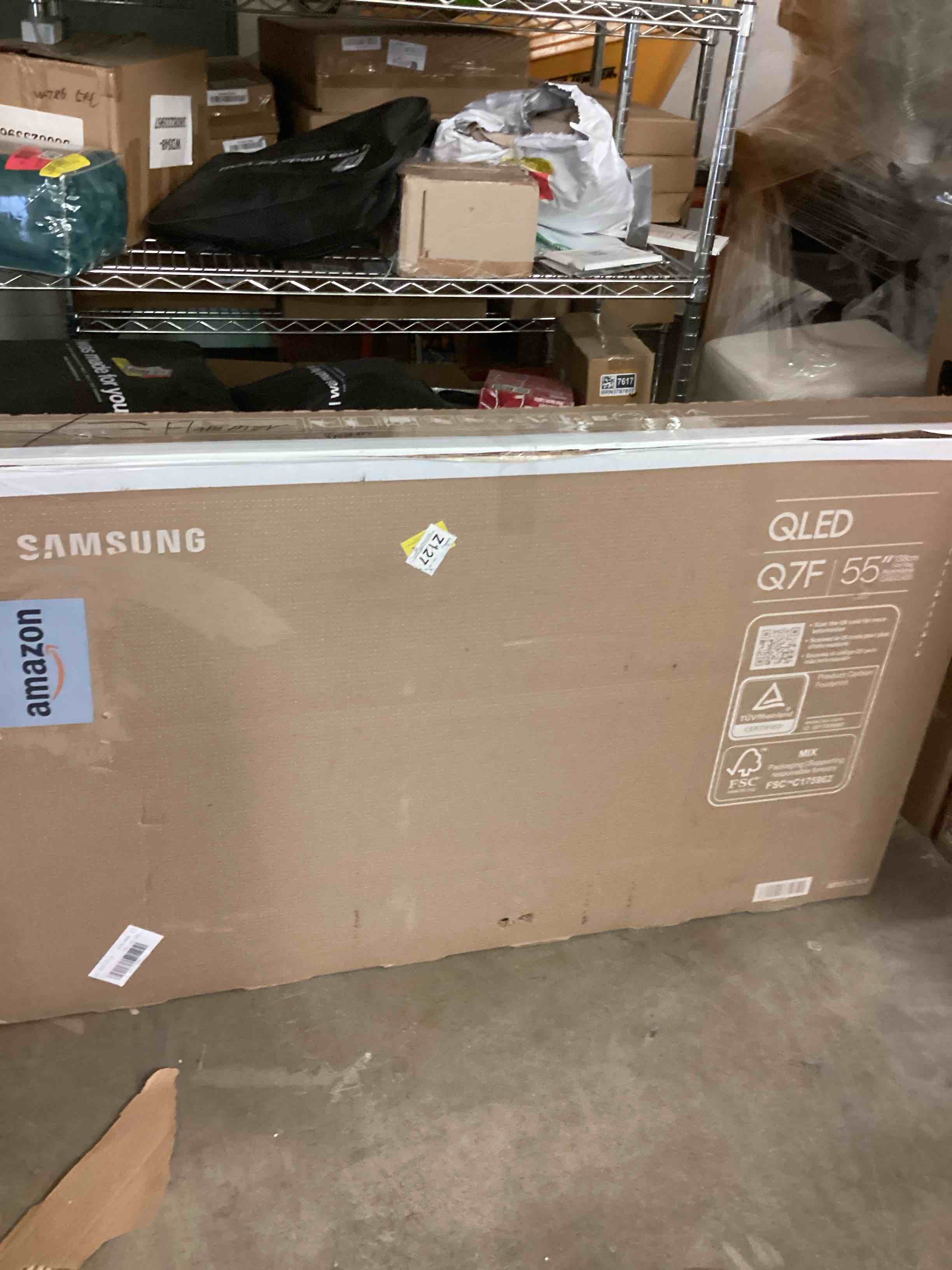 Condition photo showing As Is for samsung 55" class qled q7f 4k samsung vision ai smart tv (qn55q7f): alexa built-in, bluetooth