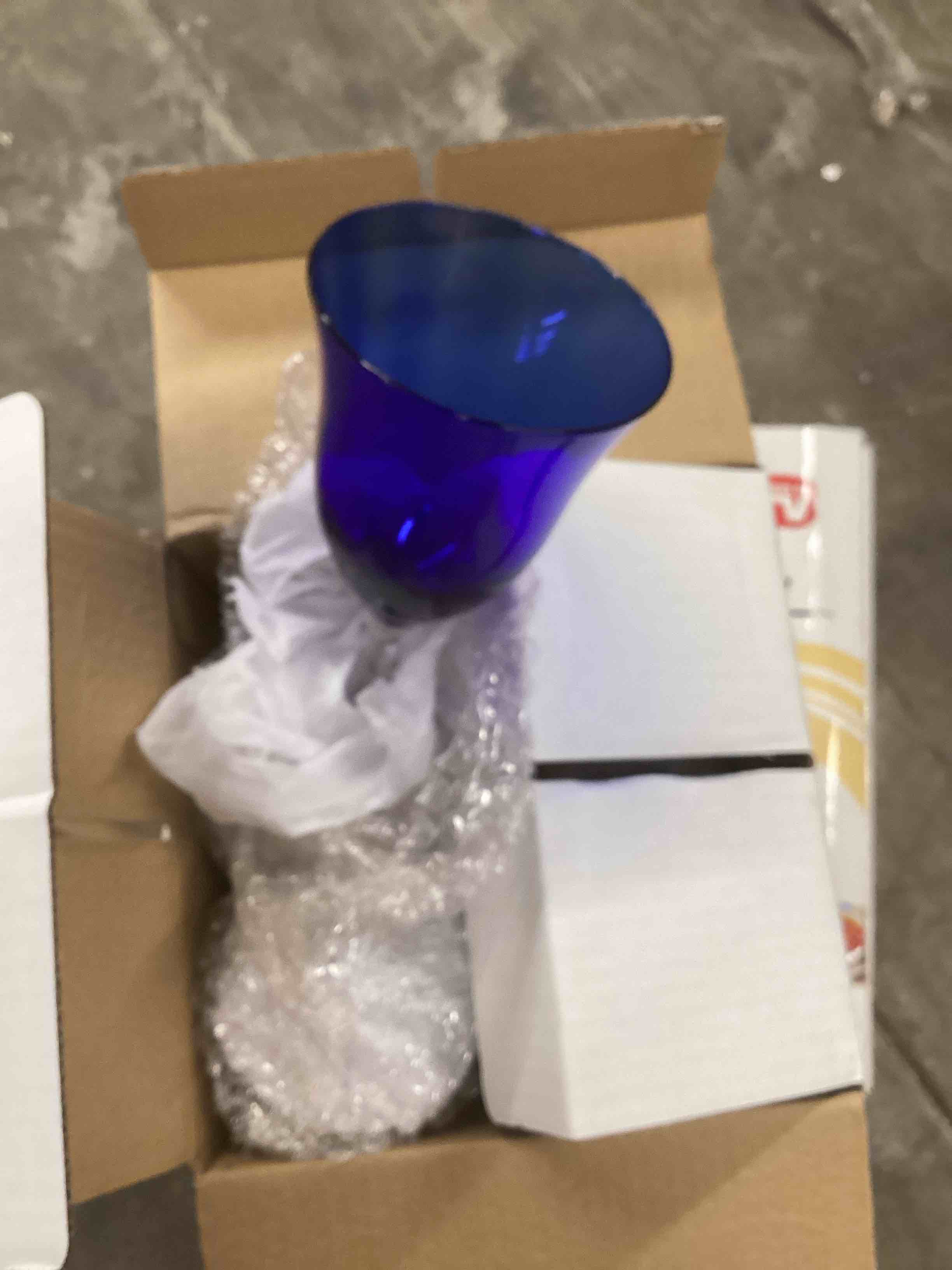 Condition photo showing New/Like New for qualia meridian blue wine glasses set of 4, cobalt blue glassware, 8oz colored wine glasses with optic effect, lead-free crystal glass, colored glassware, birthday gifts for women,