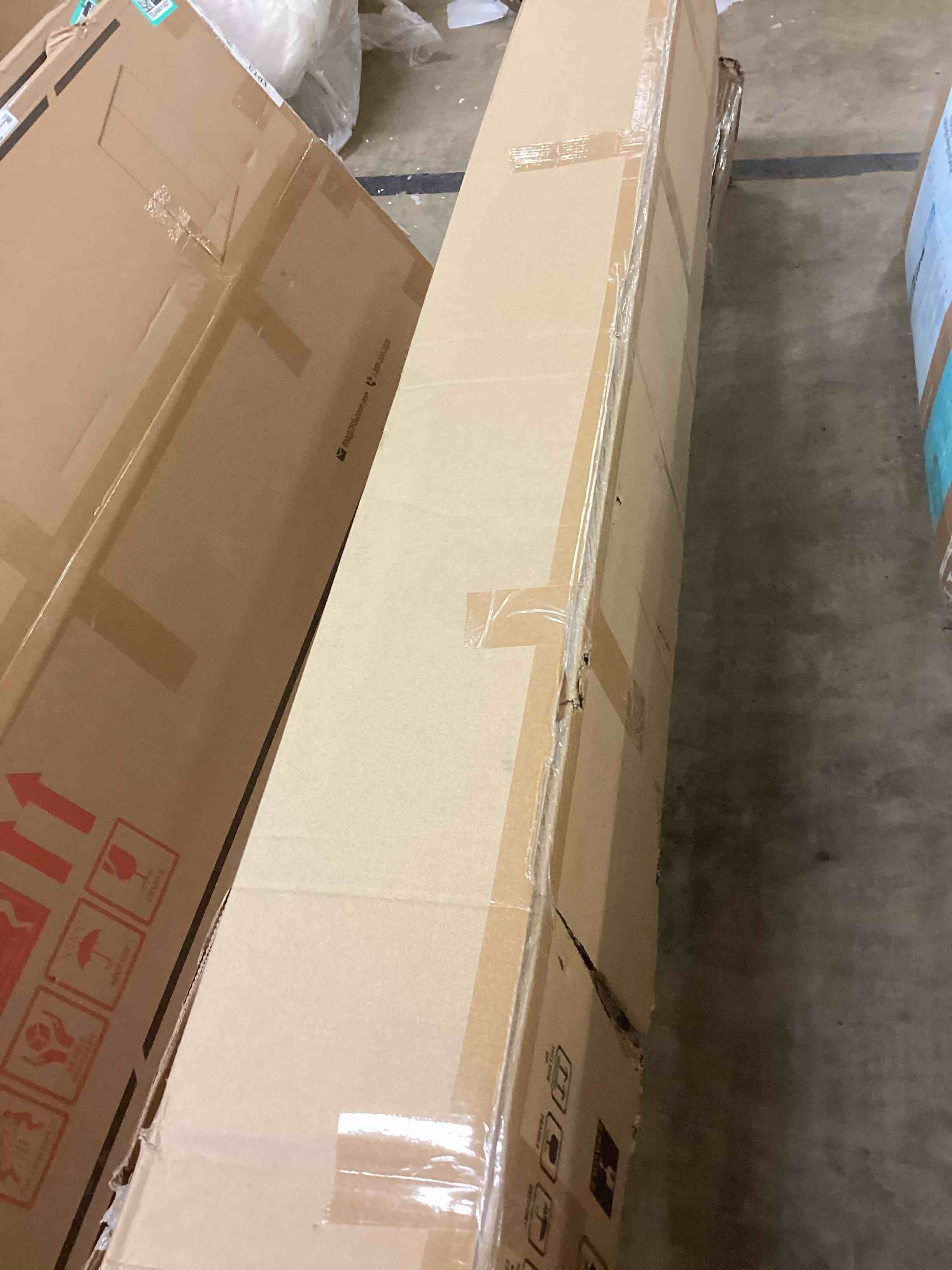 Condition photo showing New/Like New for fredbeck 60in x 84in wood barn door with 10ft barn door hardware kit included k shape solid spruce panel need to assembly 60"x84" door + 10' track kit wood color