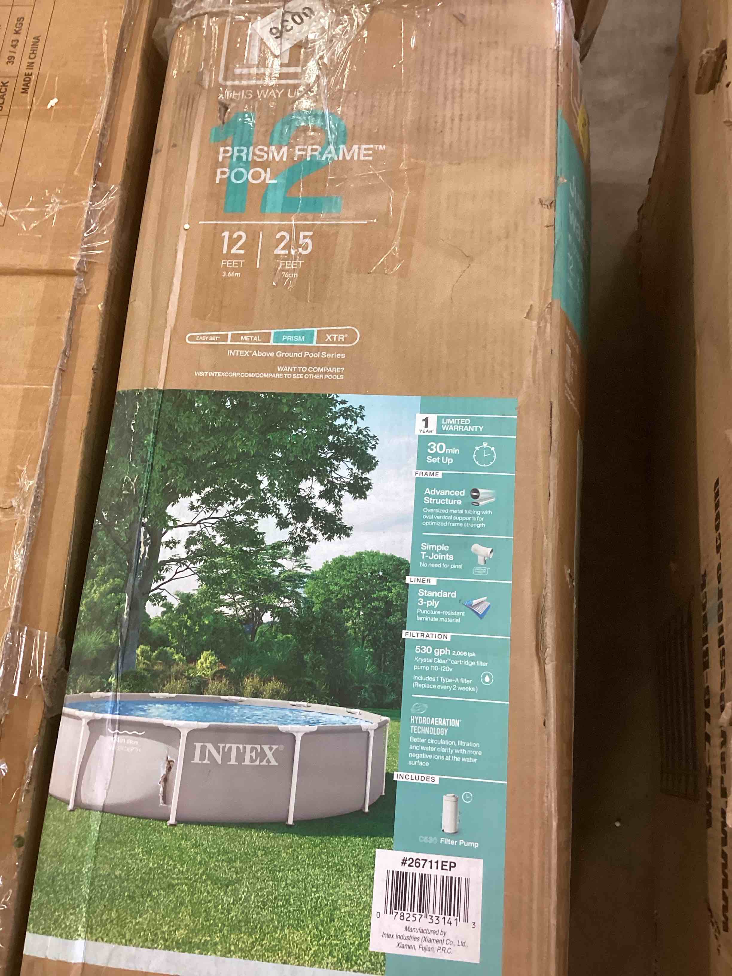 Condition photo showing New/Like New for intex 26711ep 12ft x 30in prism frame premium above ground swimming pool set with filter pump