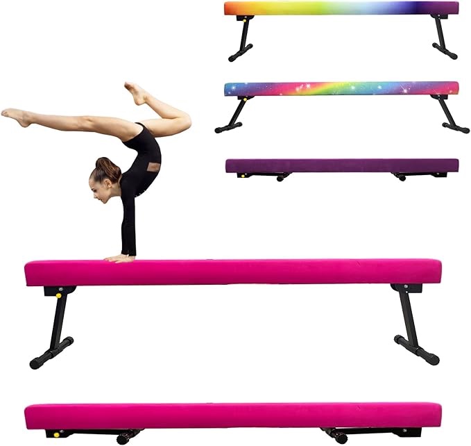 8ft gymnastics balance beam, high and low floor beam gymnastics equipment for kids/adults,gymnastics beam for training, physical therapy and professional home training with legs