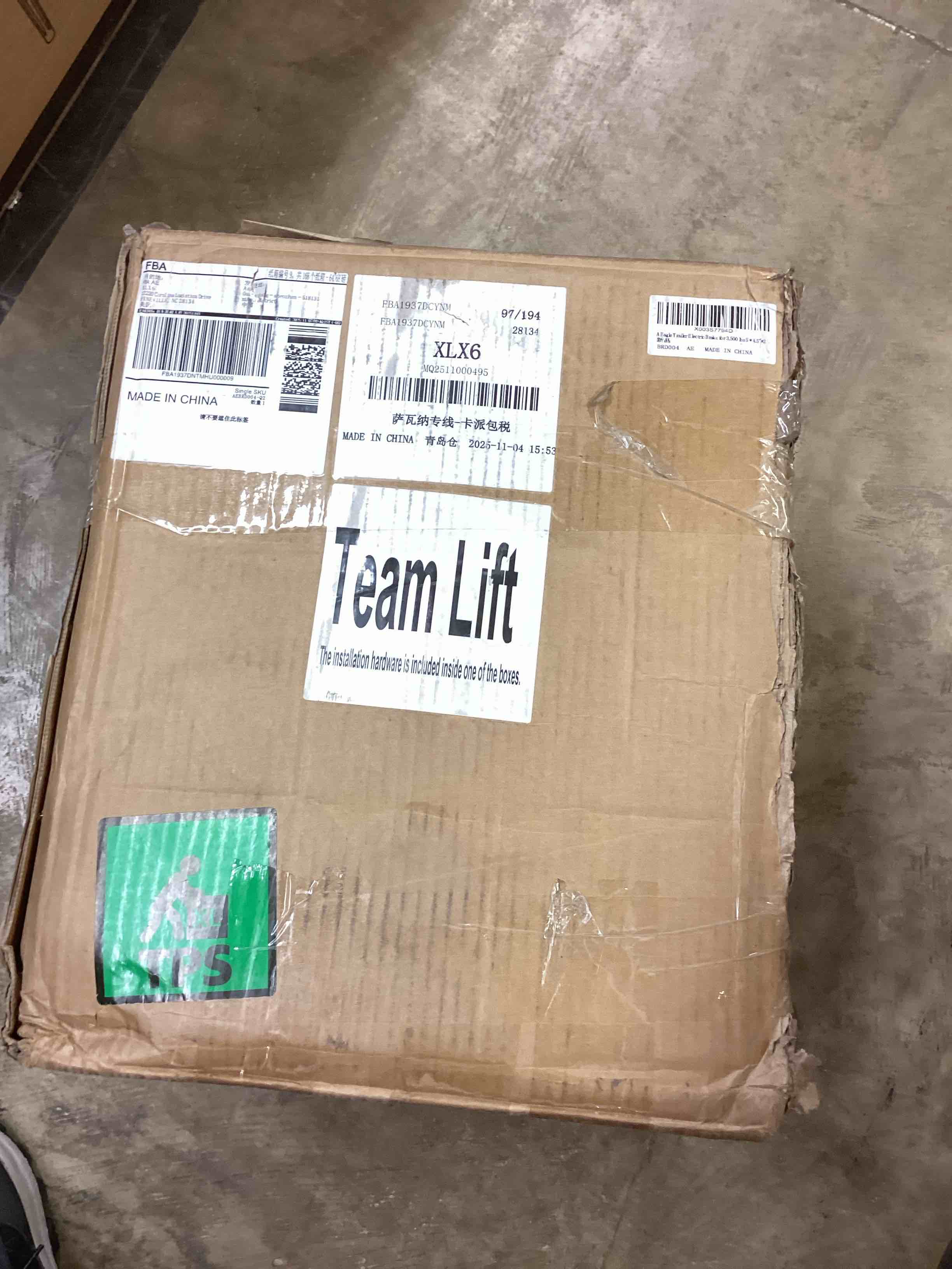 Condition photo showing As Is for 5 on 4.5" bolt circle drum kits w/ 10" x 2-1/4" left and right self-adjusting electric brake for 3,500lbs trailer axle