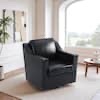black faux leather upholstered swivel accent barrel chair(set of 1)