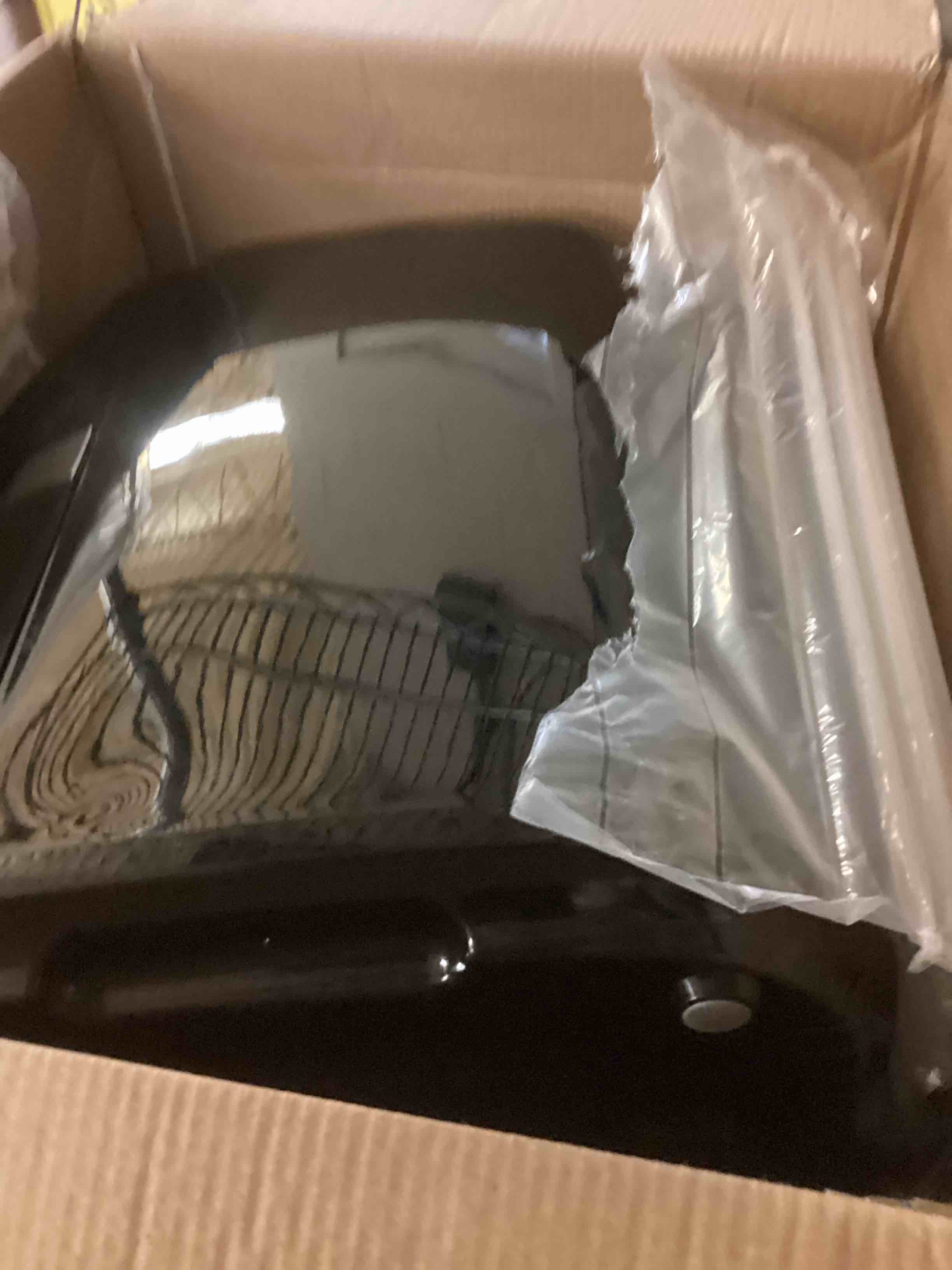 Condition photo showing As Is for kitchen elite air fryer oven with stainless steel, 9.5qt large airfryer, 9 1-touch cooking presets, 400°f temp, large window, nonstick, panel tilt friendly, bake, roast, reheat, dehydrate, 1700w stainless steel 9.5qt