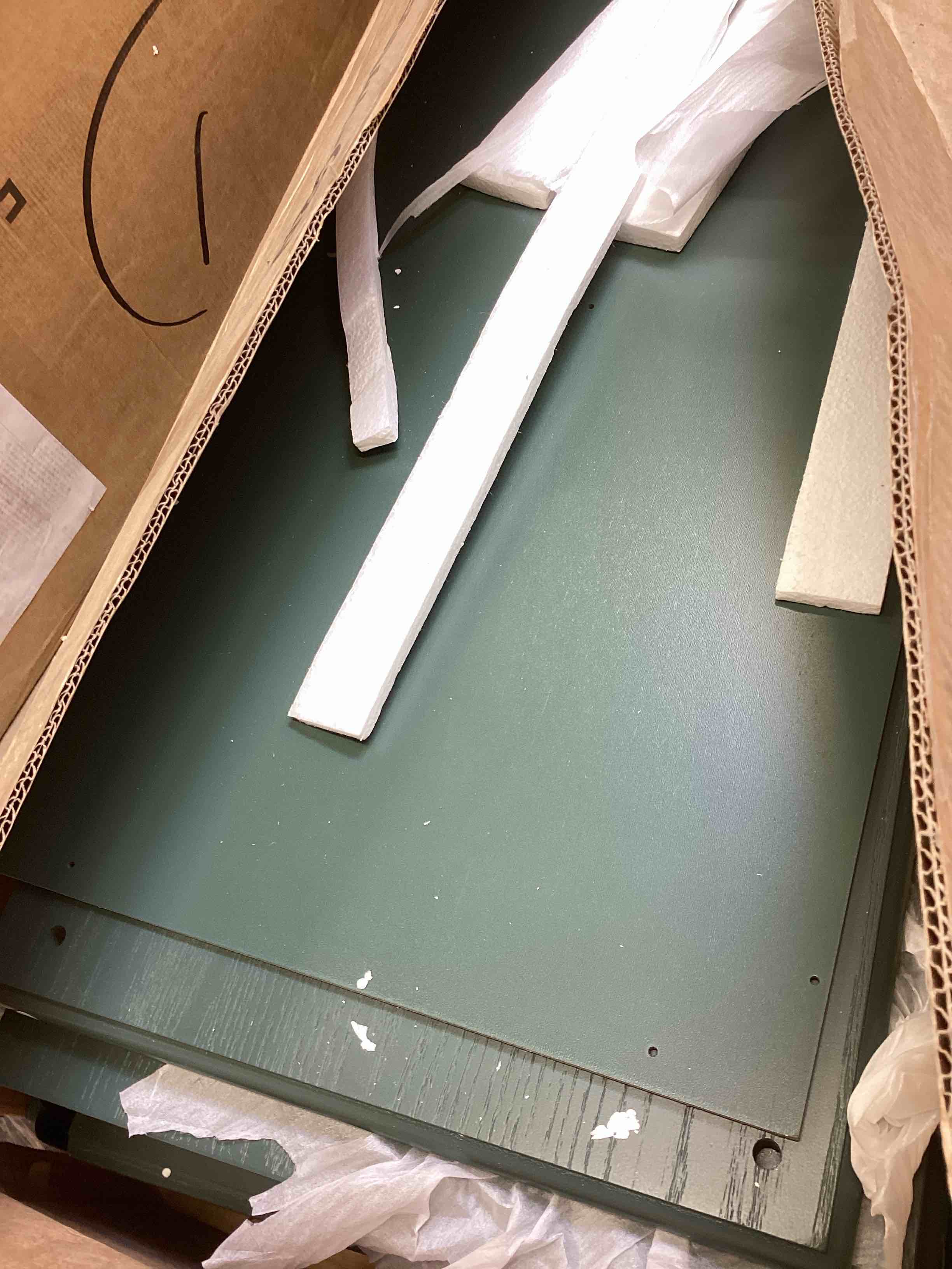 Condition photo showing Good Condition for artpower console table with 2 drawers, retro entryway table with 2 door cabinets and open storage shelf, narrow long behind couch sofa table for living room, foyer, hallway, green